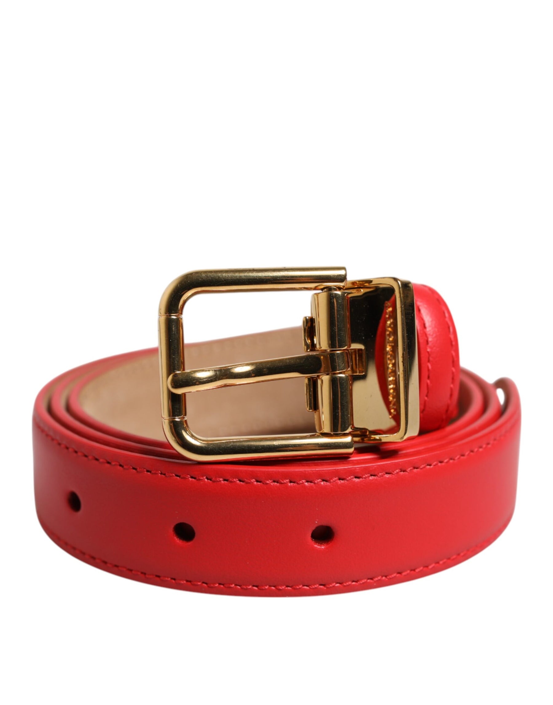 Dolce & Gabbana Red Leather Gold Metal Buckle Cintura Belt | Regal Royce