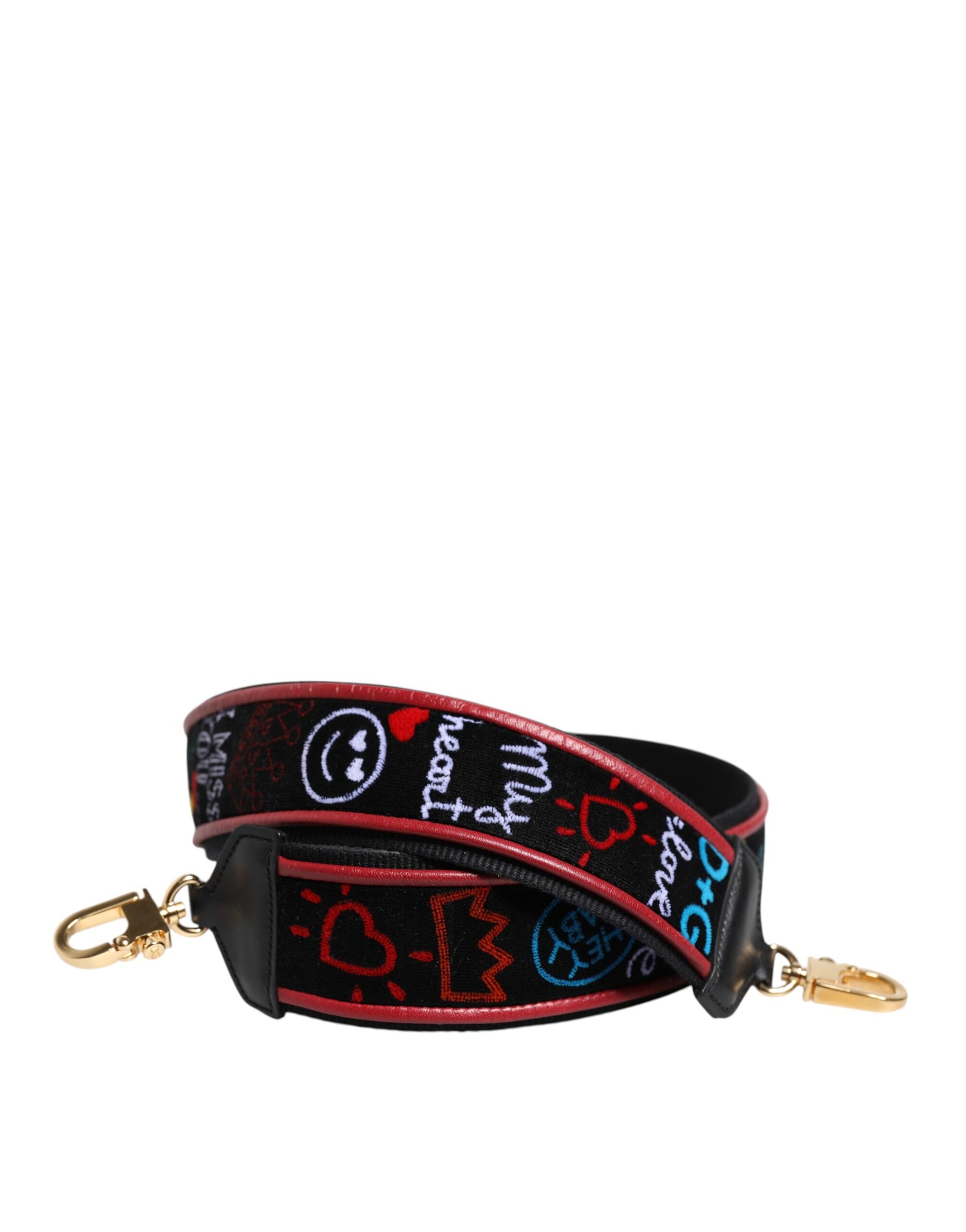 Dolce & Gabbana Black Cotton Printed Women Bag Accessory Shoulder Strap | Regal Royce