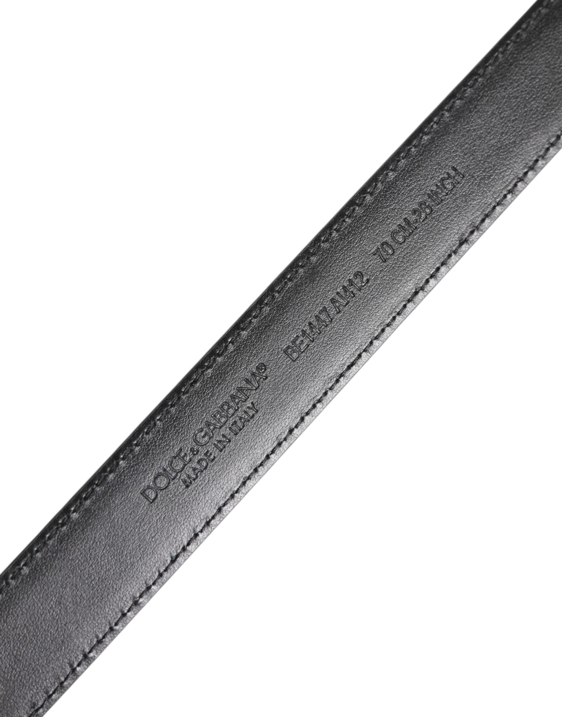 Dolce & Gabbana Black White Leather Silver Metal Buckle Belt | Regal Royce