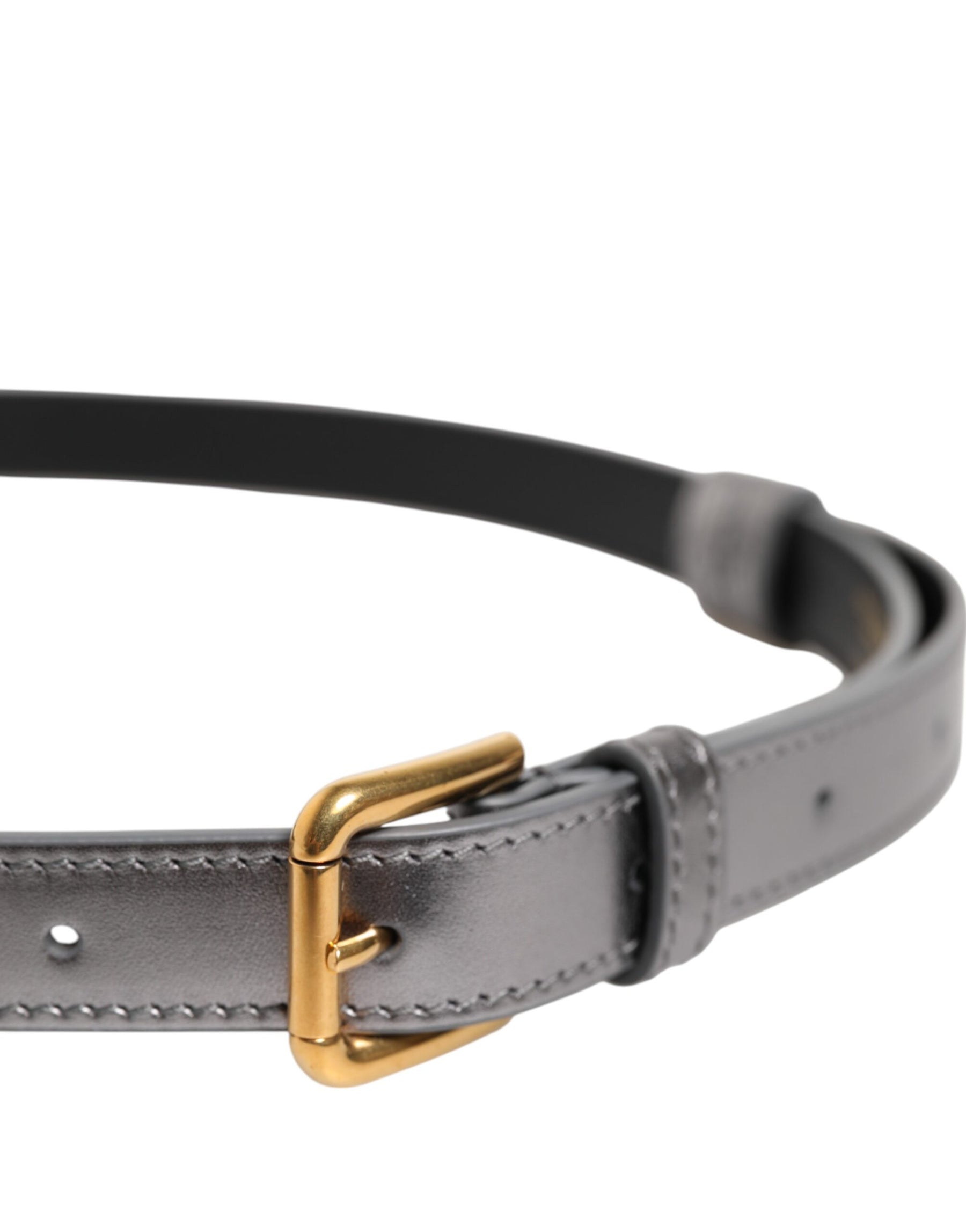 Dolce & Gabbana Silver Logo Engraved Metal Waist Buckle Belt | Regal Royce