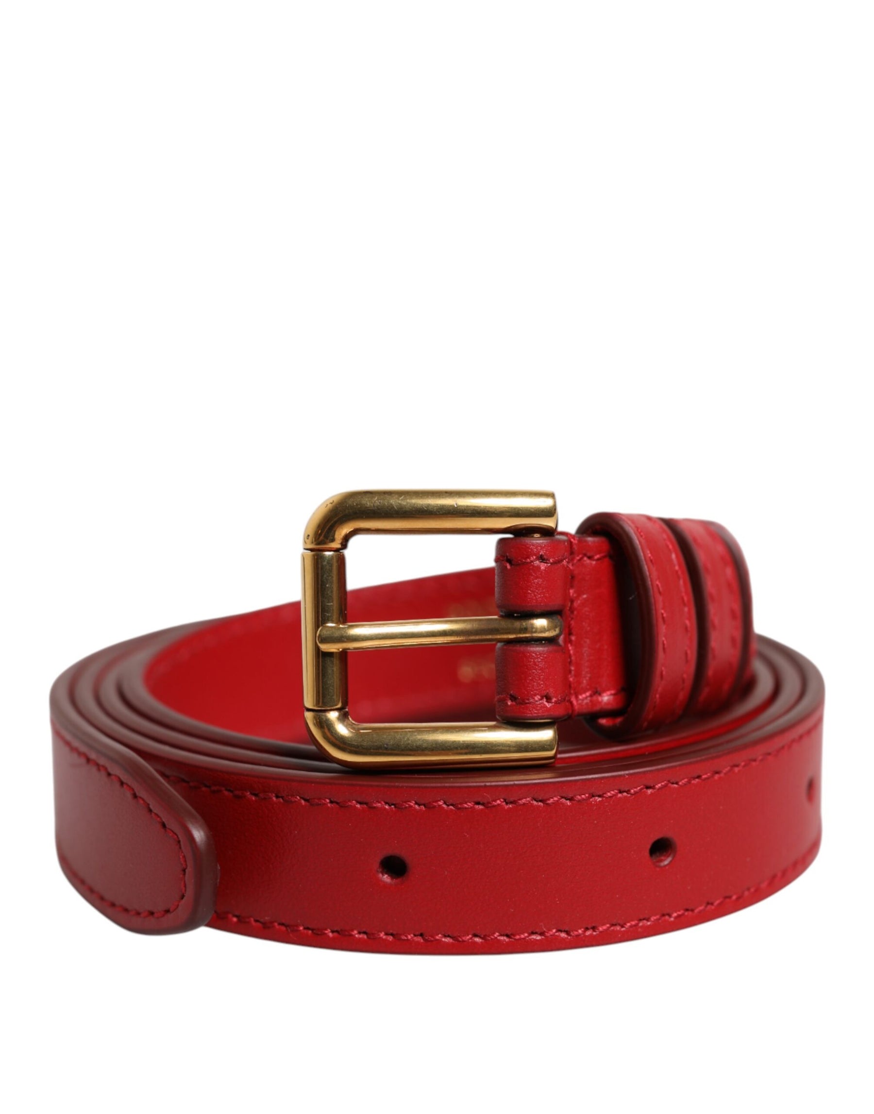 Dolce & Gabbana Red Logo Engraved Metal Waist Buckle Belt | Regal Royce