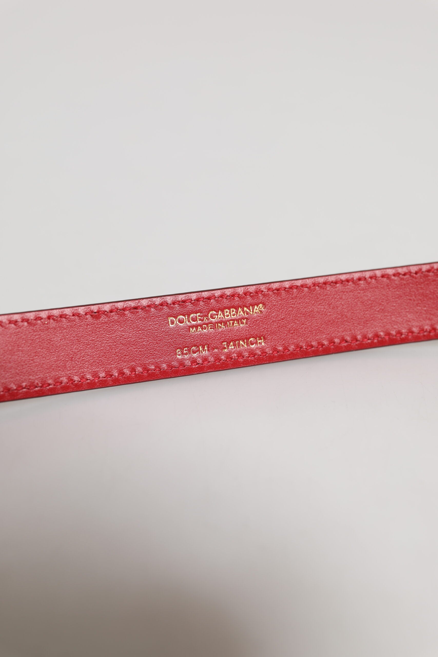 Dolce & Gabbana Red Logo Engraved Metal Waist Buckle Belt | Regal Royce