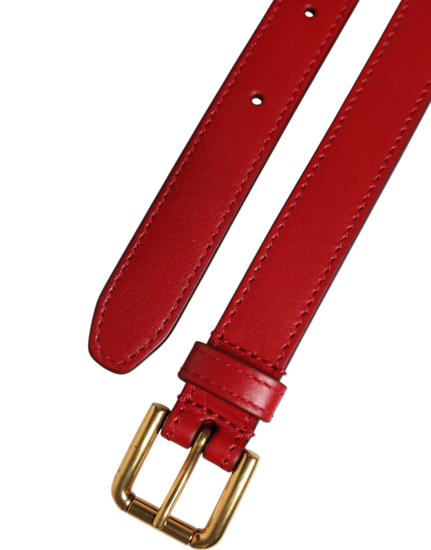 Dolce & Gabbana Red Logo Engraved Metal Waist Buckle Belt | Regal Royce