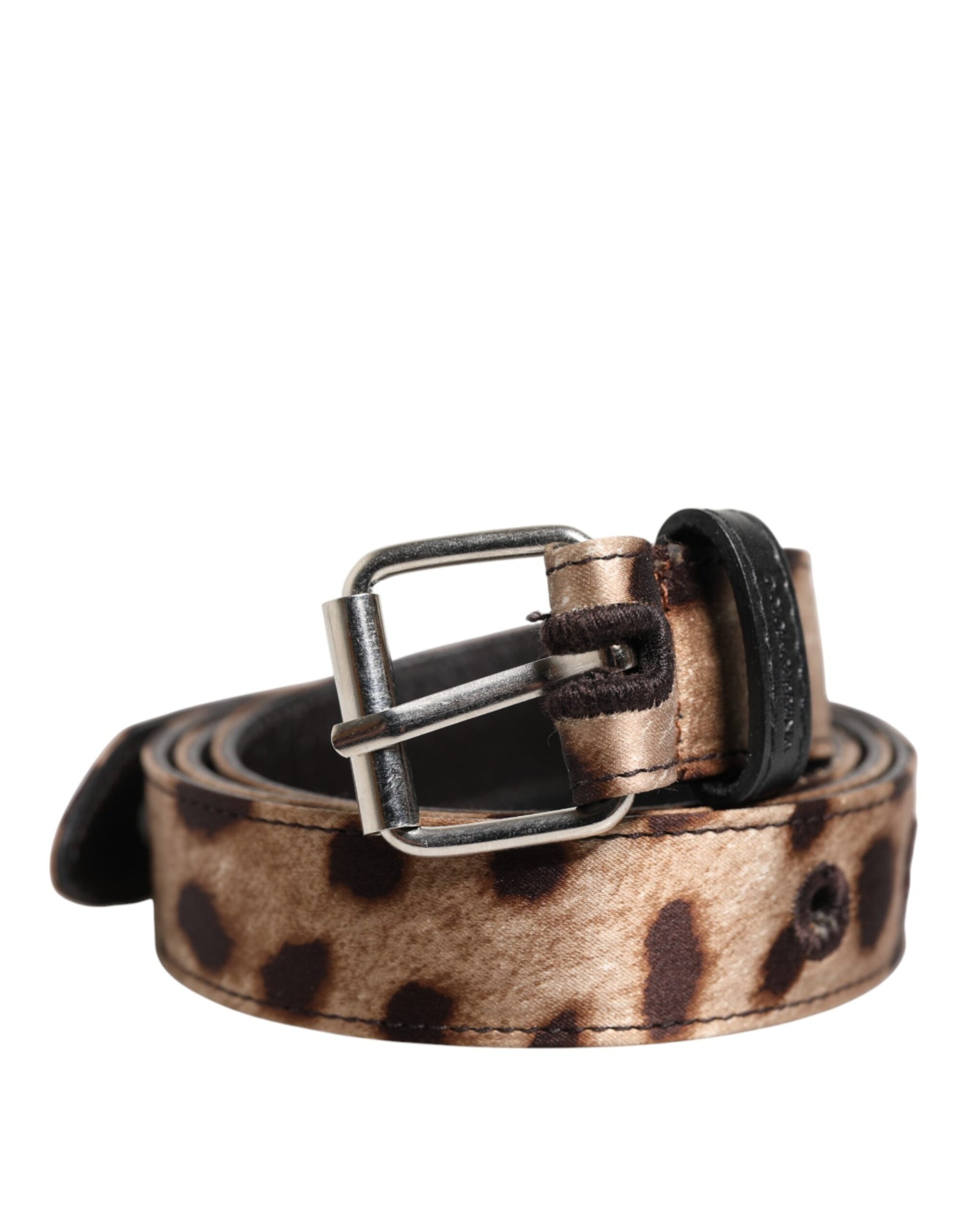 Dolce & Gabbana Brown Leopard Silver Metal Buckle Belt | Regal Royce
