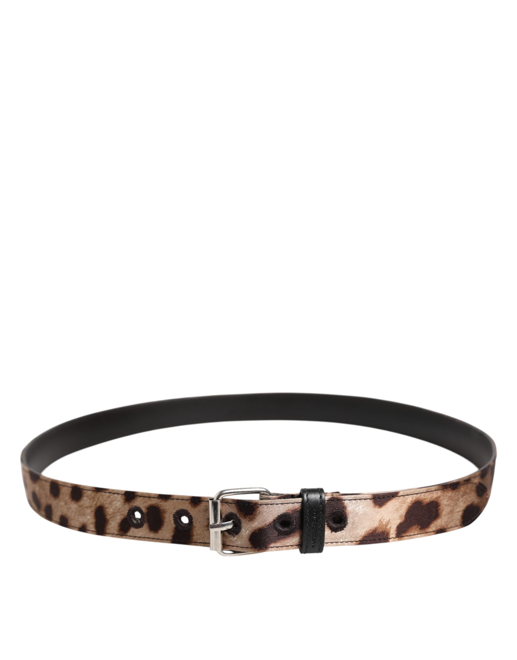Dolce & Gabbana Brown Leopard Silver Metal Buckle Belt | Regal Royce