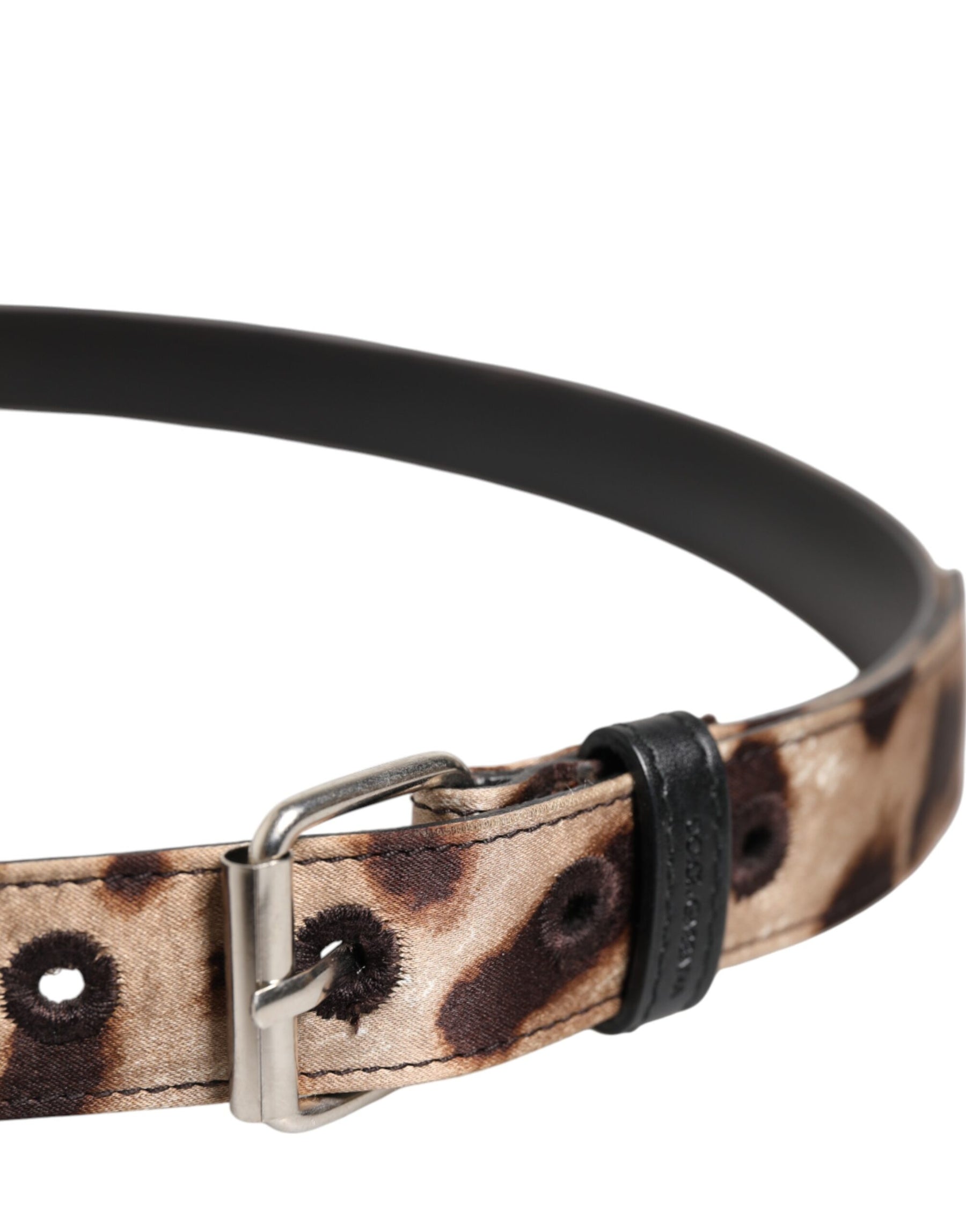 Dolce & Gabbana Brown Leopard Silver Metal Buckle Belt | Regal Royce