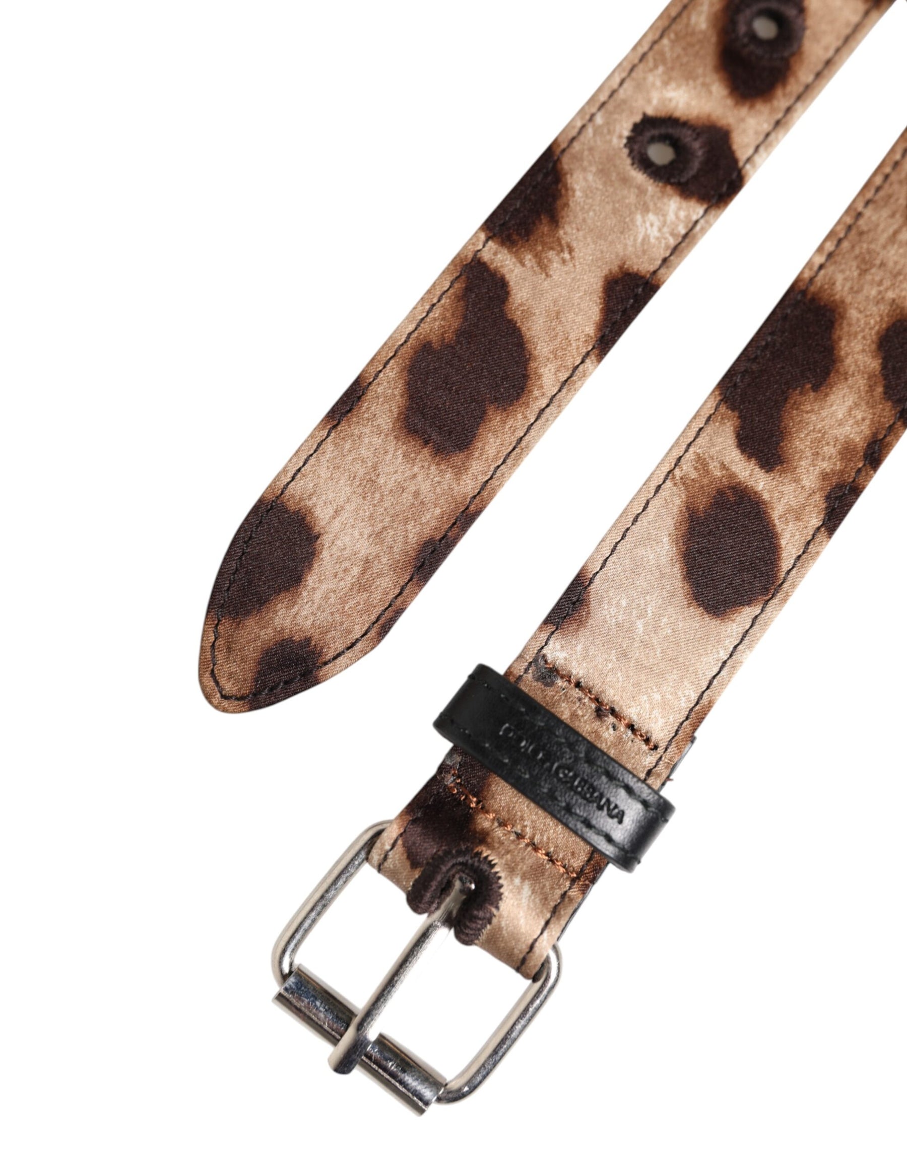 Dolce & Gabbana Brown Leopard Silver Metal Buckle Belt | Regal Royce