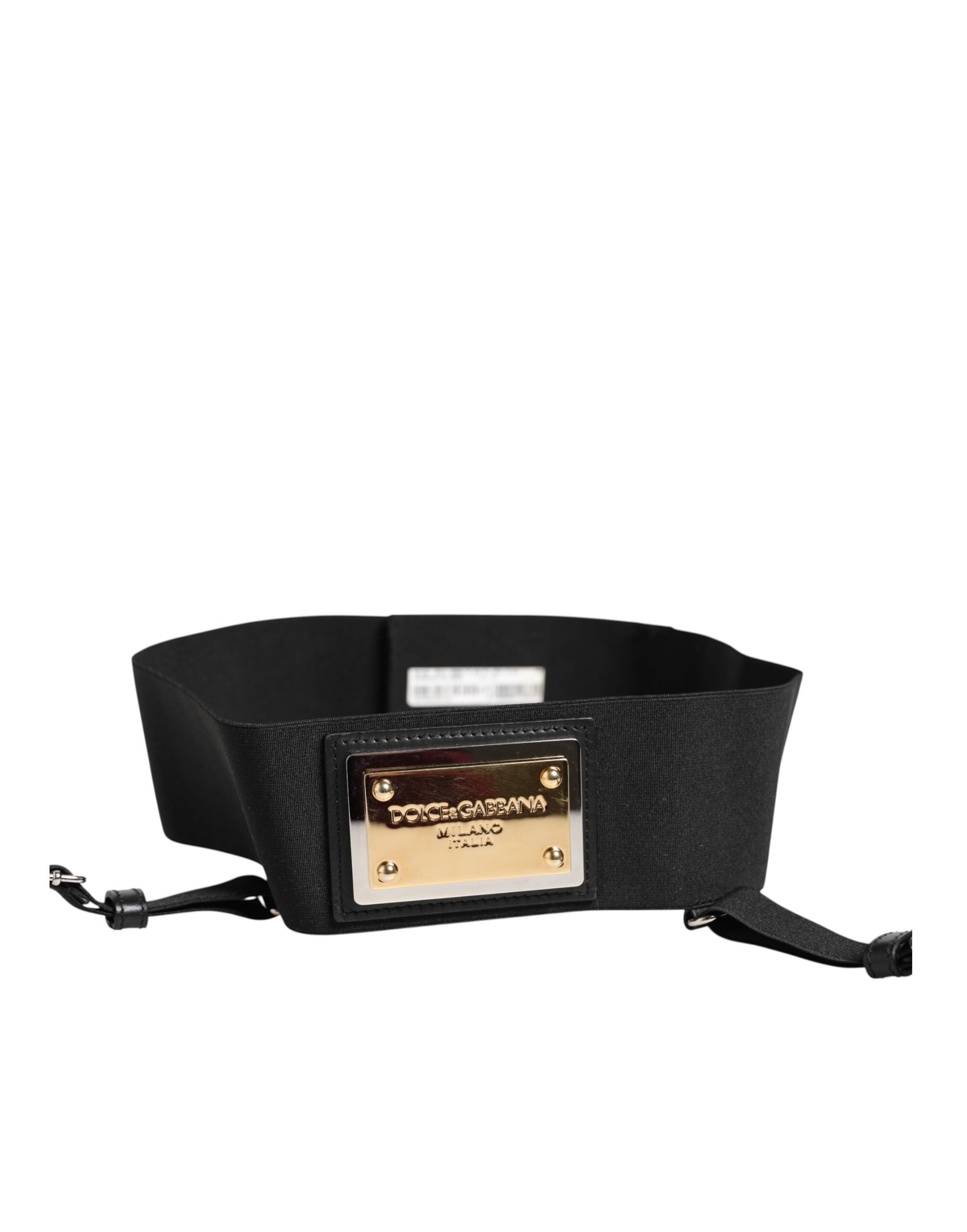Dolce & Gabbana Black Leather Logo Wide Waist Belt Suspender | Regal Royce