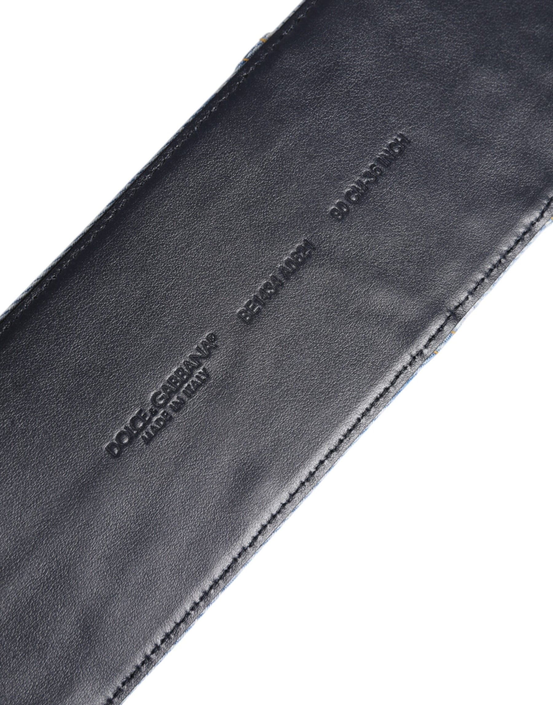 Dolce & Gabbana Two Tone Blue Denim Gold Metal Buckle Belt | Regal Royce