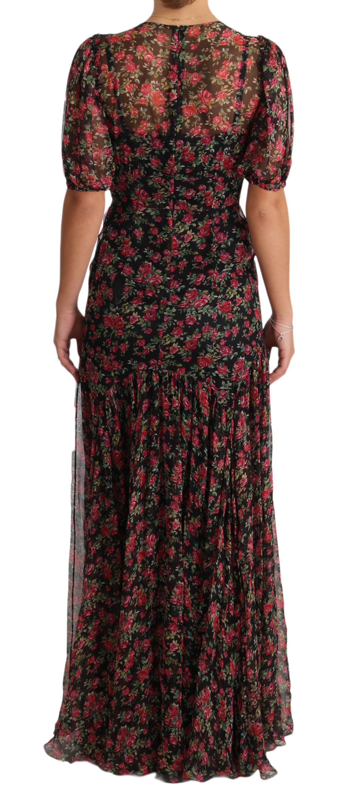 Dolce & Gabbana Black Floral Roses A-Line Shift Gown Dress | Regal Royce