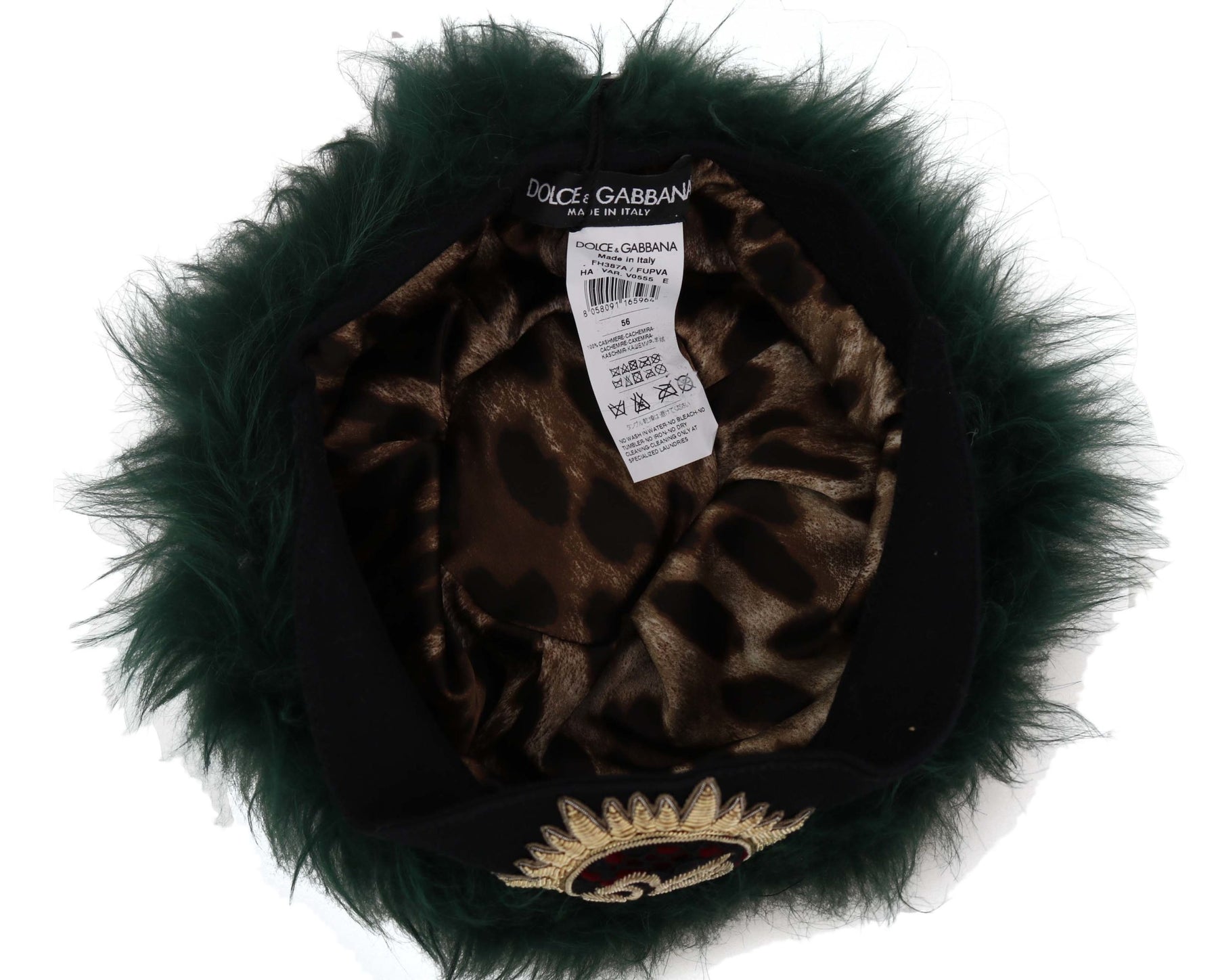 Dolce & Gabbana Green Fur DG Logo Embroidered Cloche Hat | Regal Royce