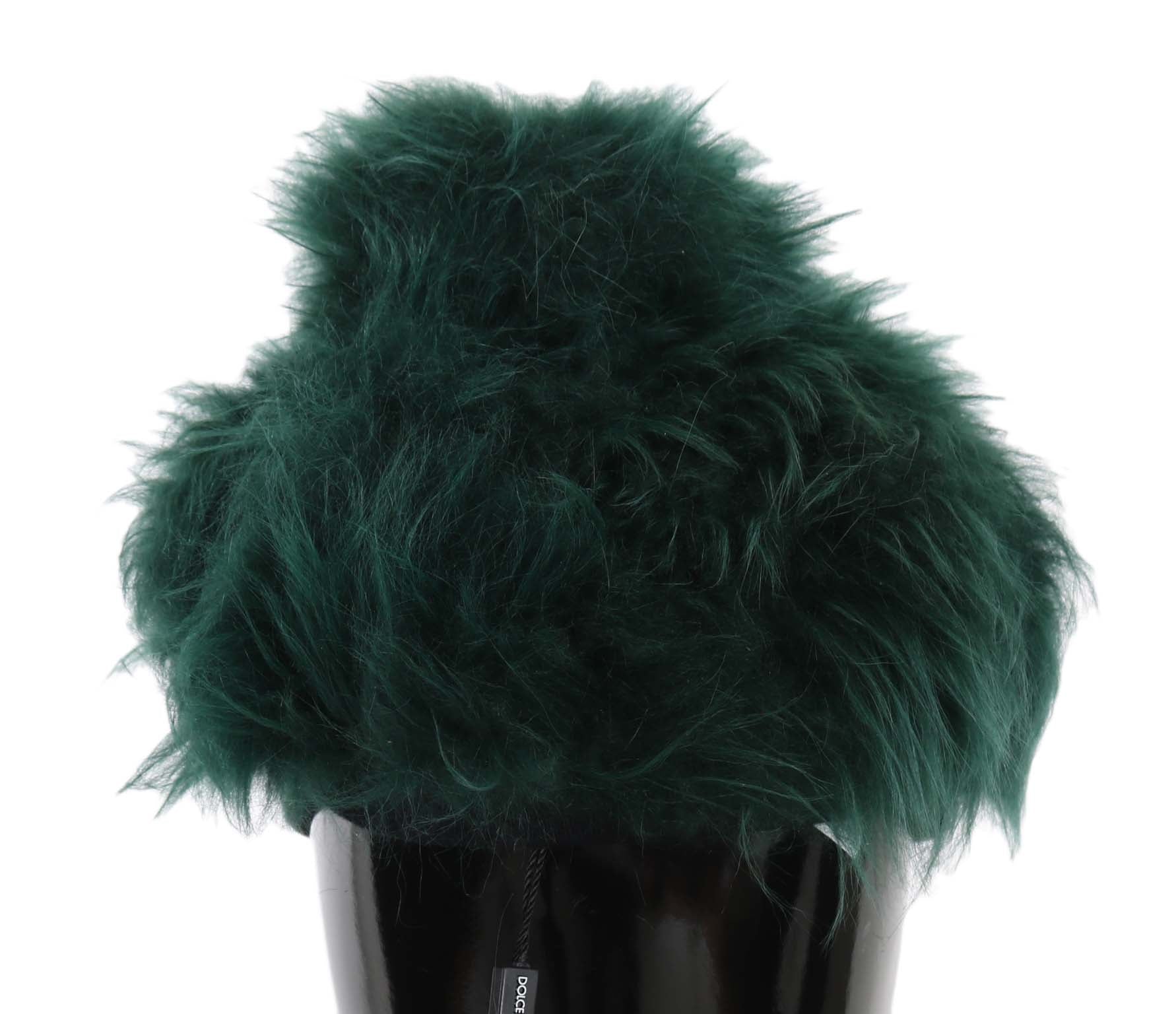 Dolce & Gabbana Green Fur DG Logo Embroidered Cloche Hat | Regal Royce