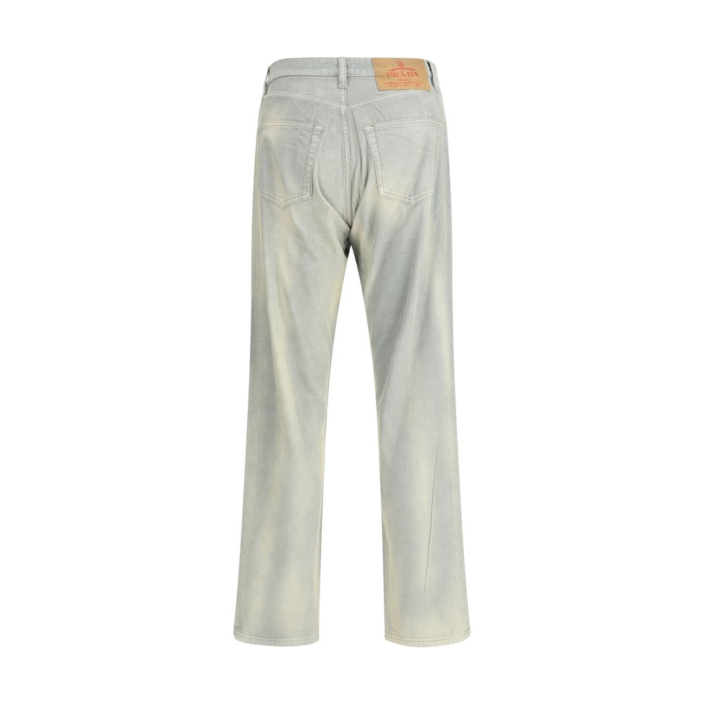 Prada Light Blue Cotton Casual Pants | Regal Royce