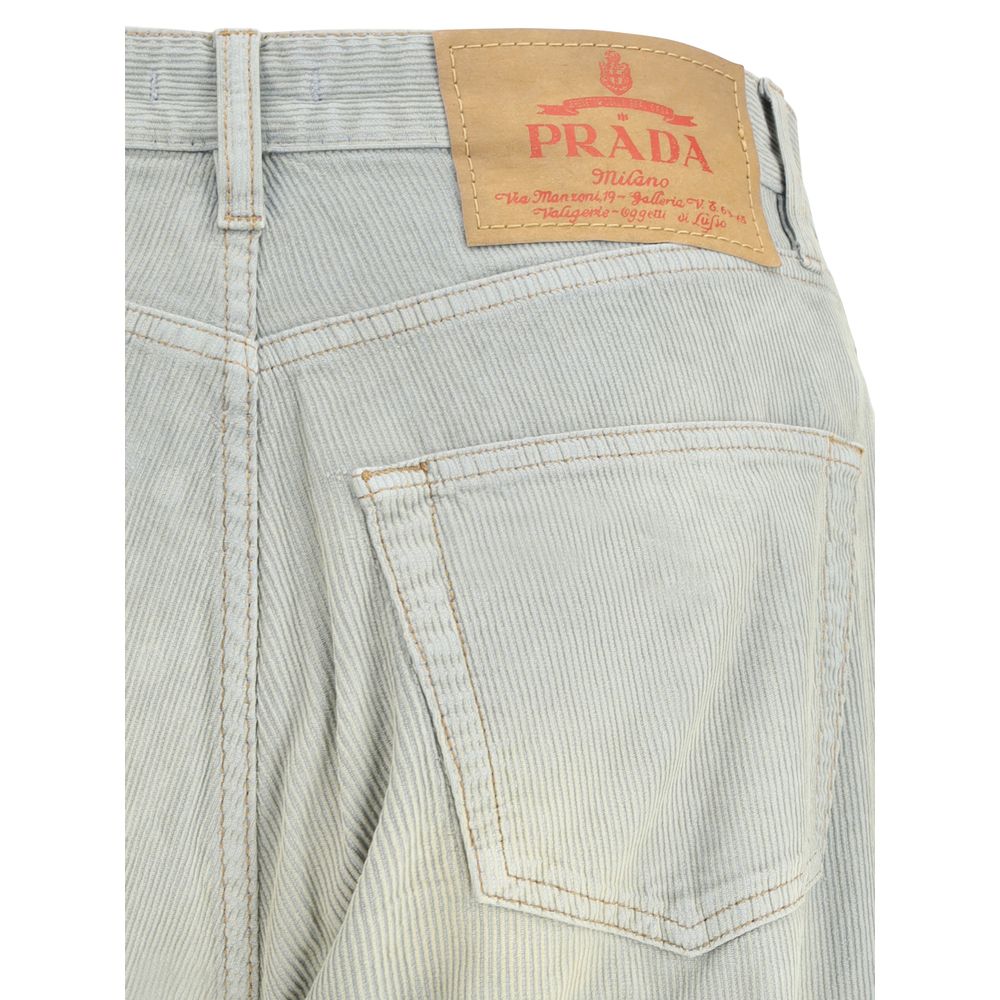 Prada Light Blue Cotton Casual Pants | Regal Royce