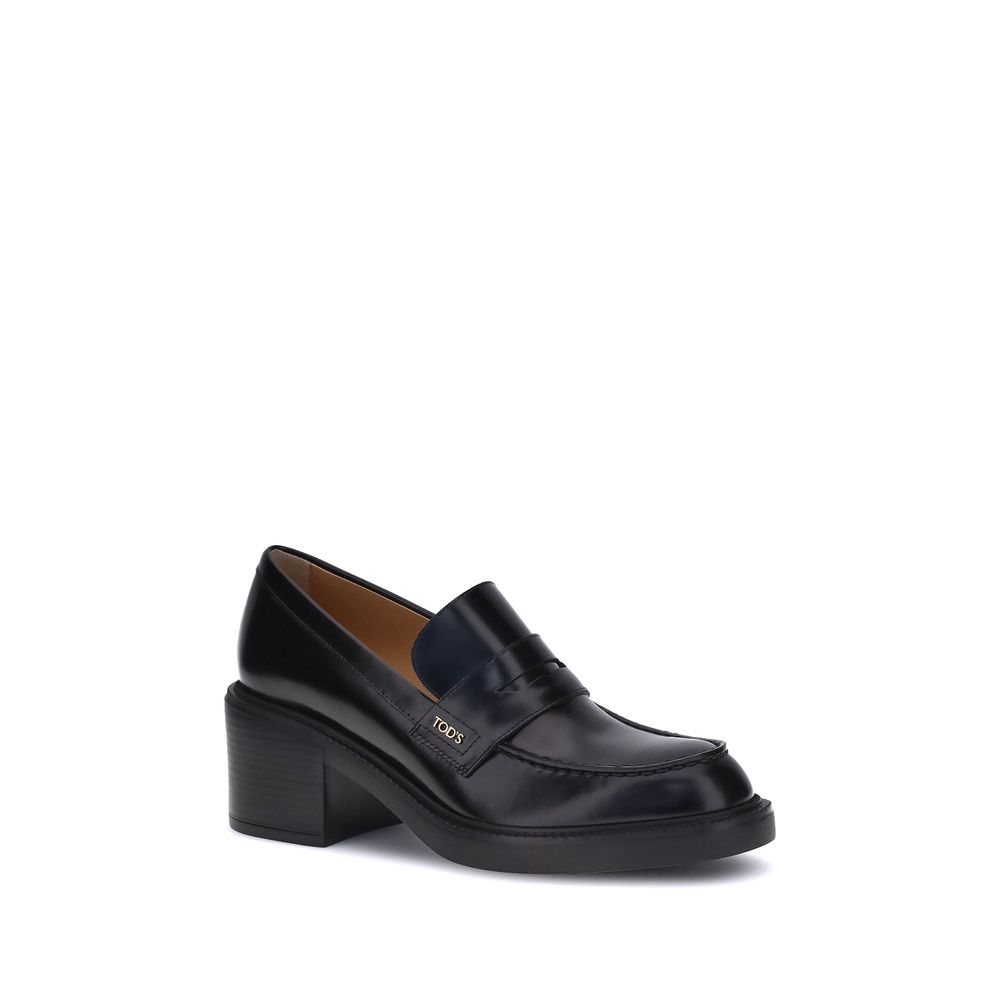 Tod's Black Calf Leather Bos Taurus Platform Loafers | Regal Royce
