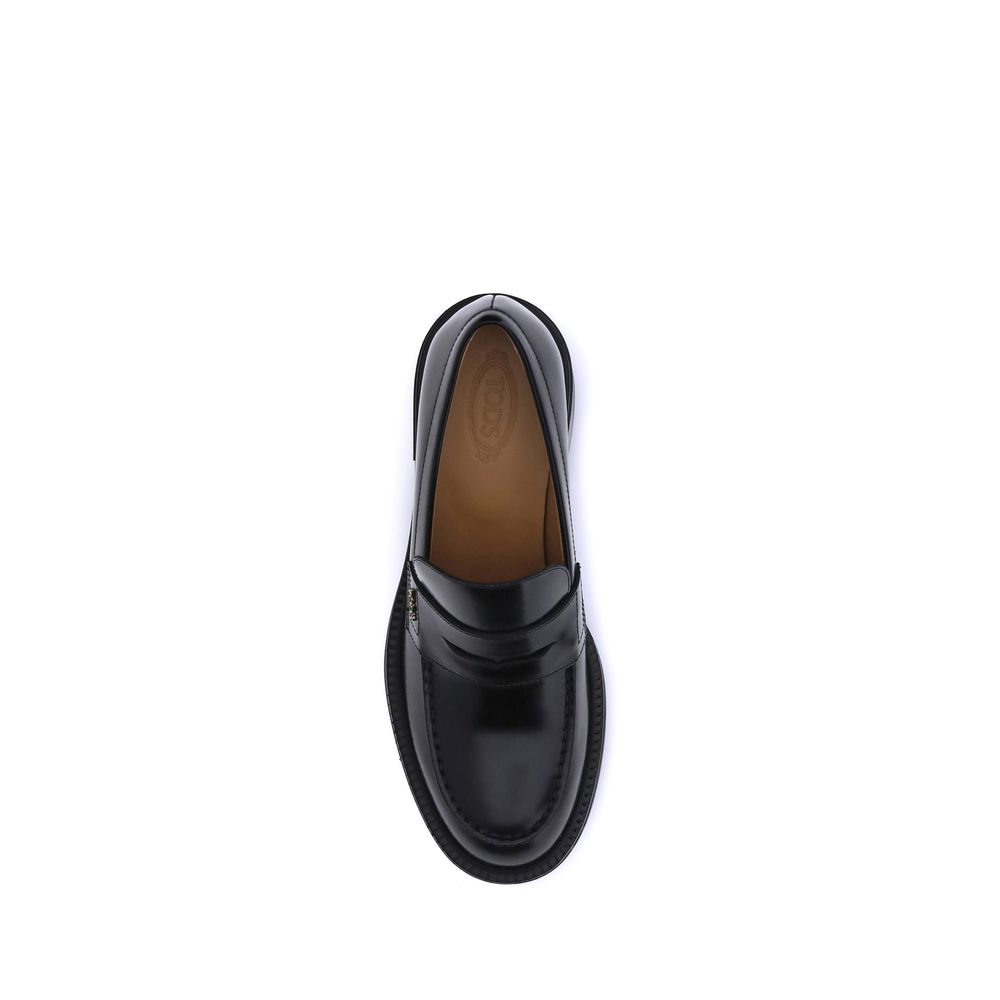 Tod's Black Calf Leather Bos Taurus Platform Loafers | Regal Royce
