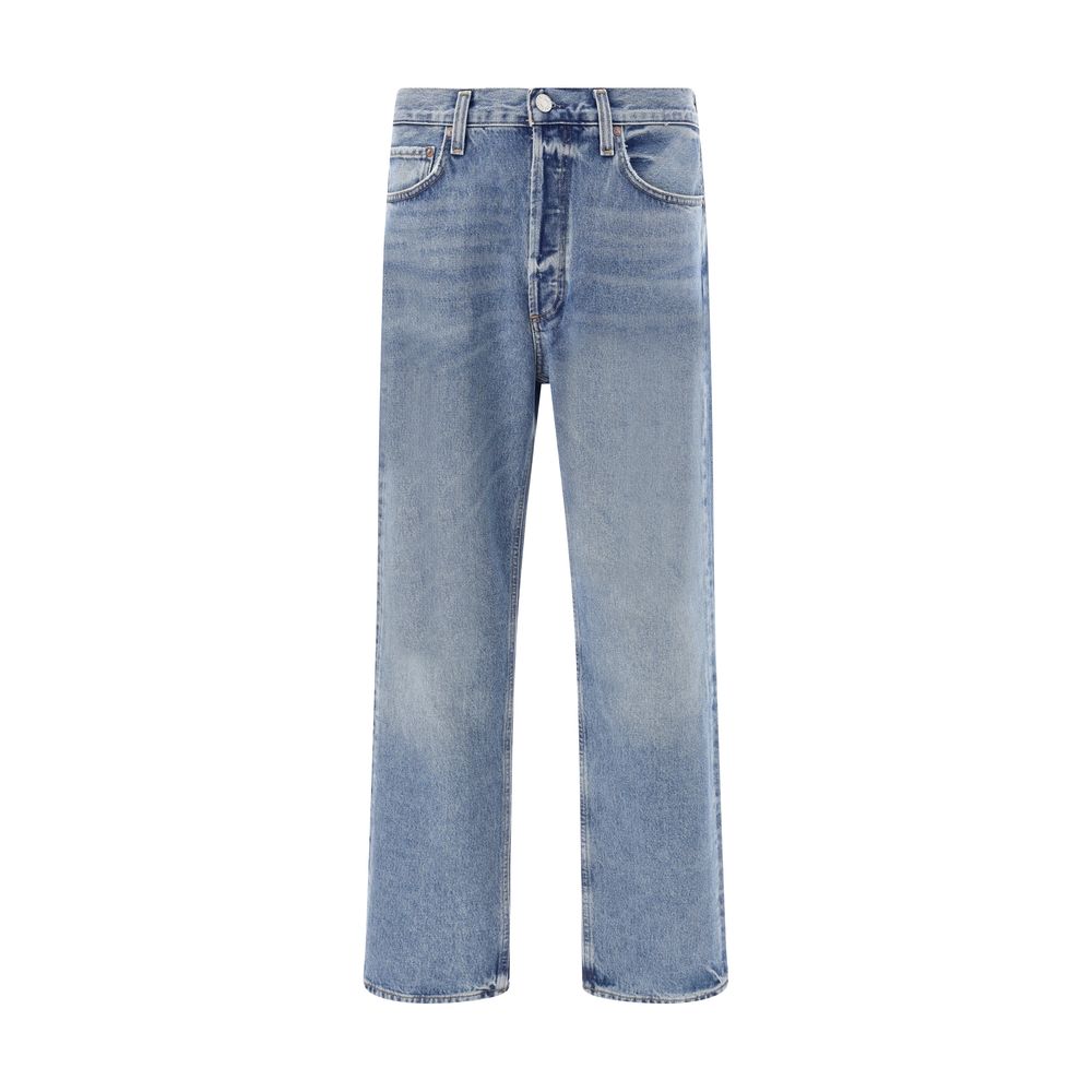 Agolde Light Blue Cotton Straight-Leg Jeans | Regal Royce
