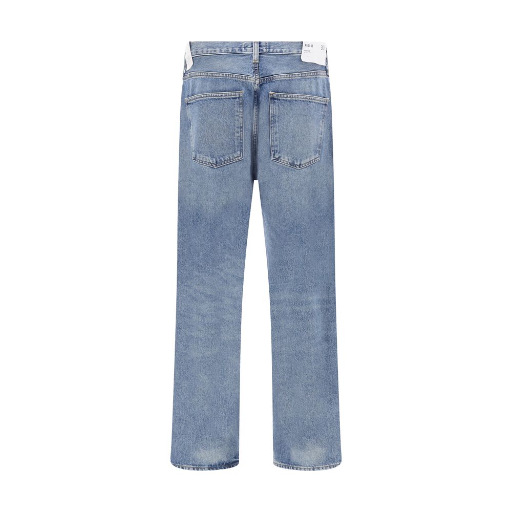 Agolde Light Blue Cotton Straight-Leg Jeans | Regal Royce