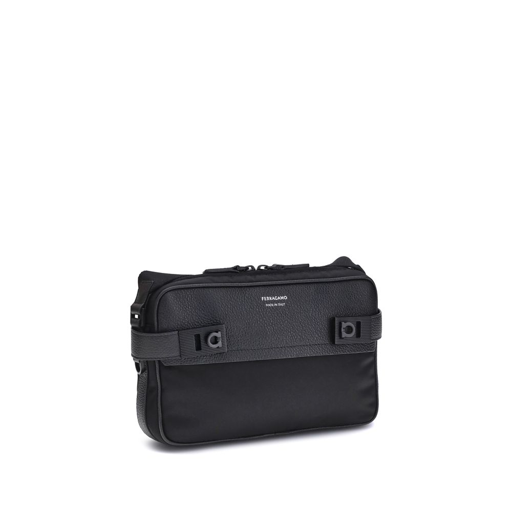 Ferragamo Black Calf Leather Bos Taurus Shoulder Bag | Regal Royce