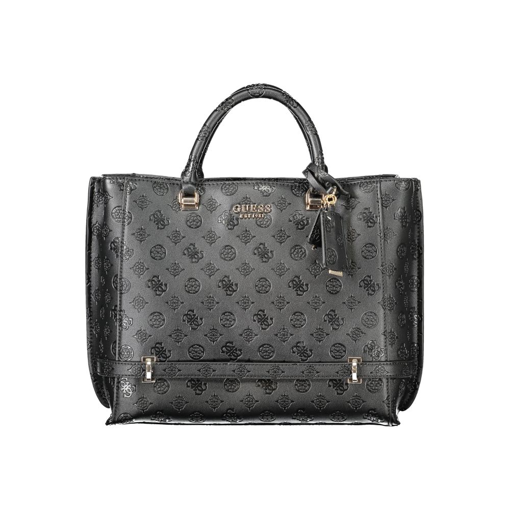 Guess Jeans Black Polyurethane Women Handbag | Regal Royce