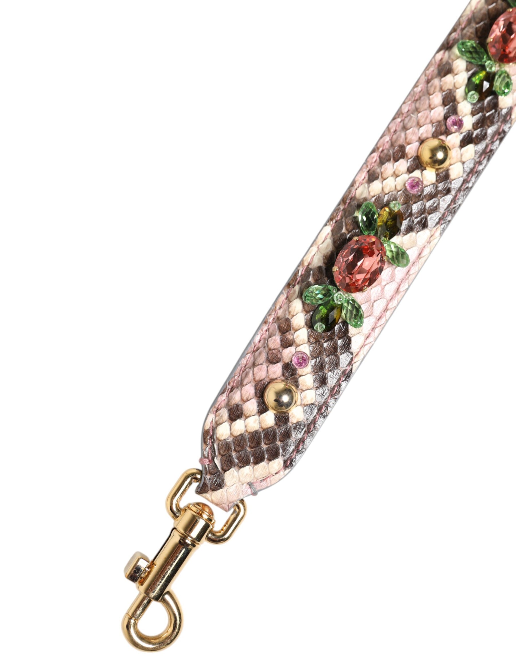Dolce & Gabbana Multicolor Python Embellished Crystal Stud Shoulder Strap | Regal Royce