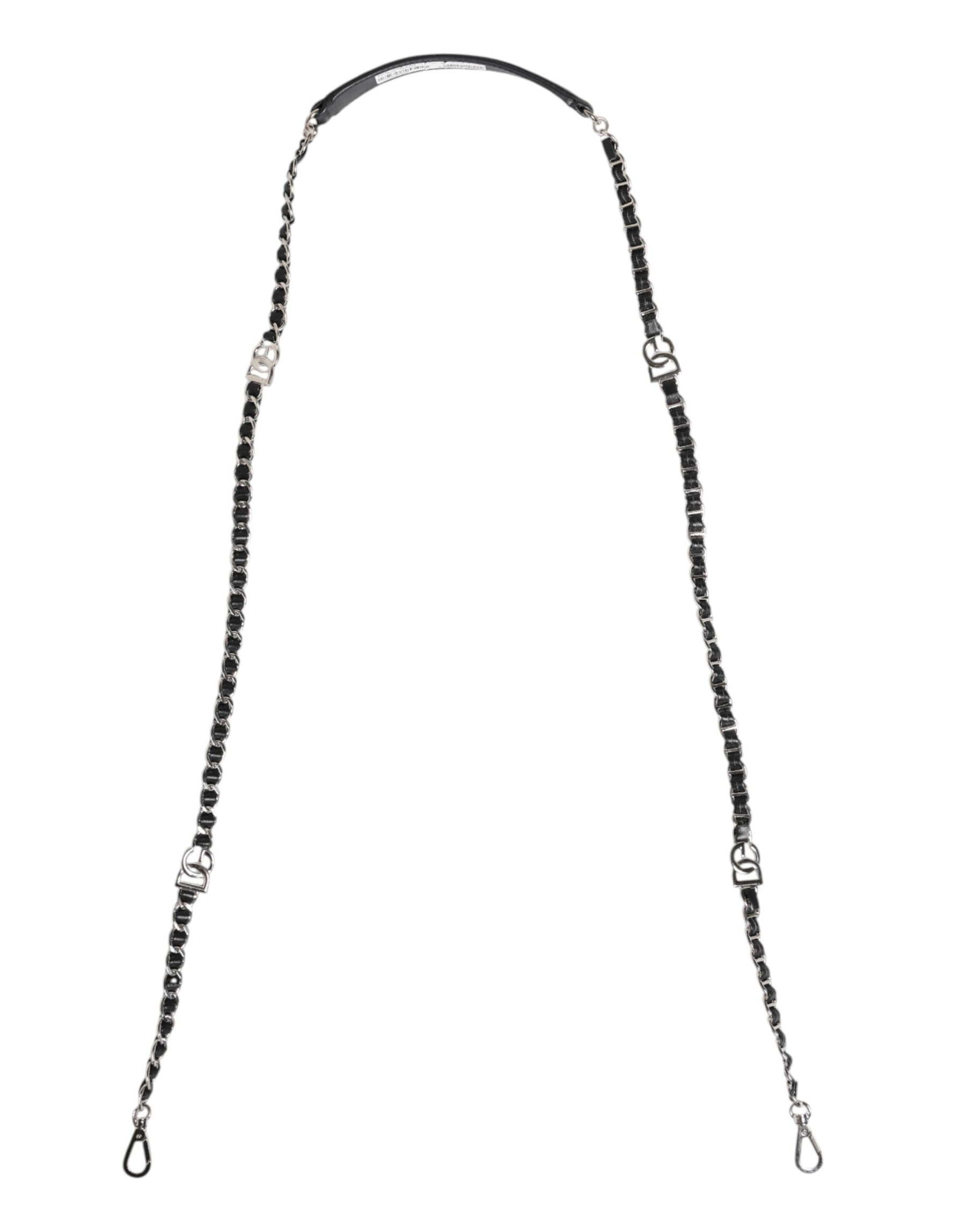 Dolce & Gabbana Black Leather DG Logo Chain Bag Shoulder Strap | Regal Royce