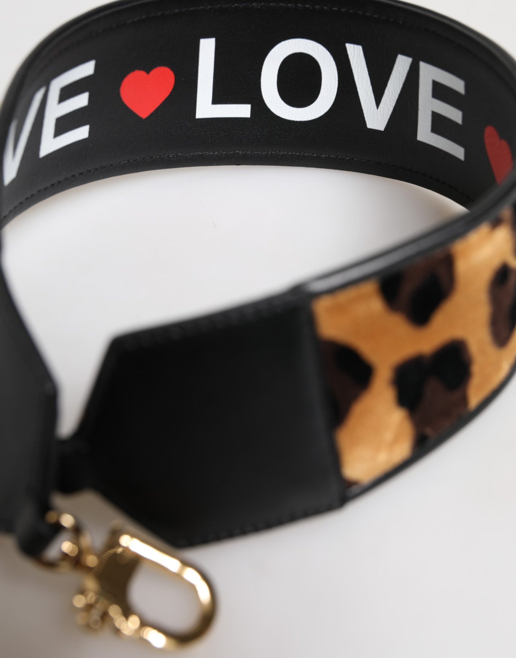 Dolce & Gabbana Black Leopard Print Reversible Bag Shoulder Strap | Regal Royce