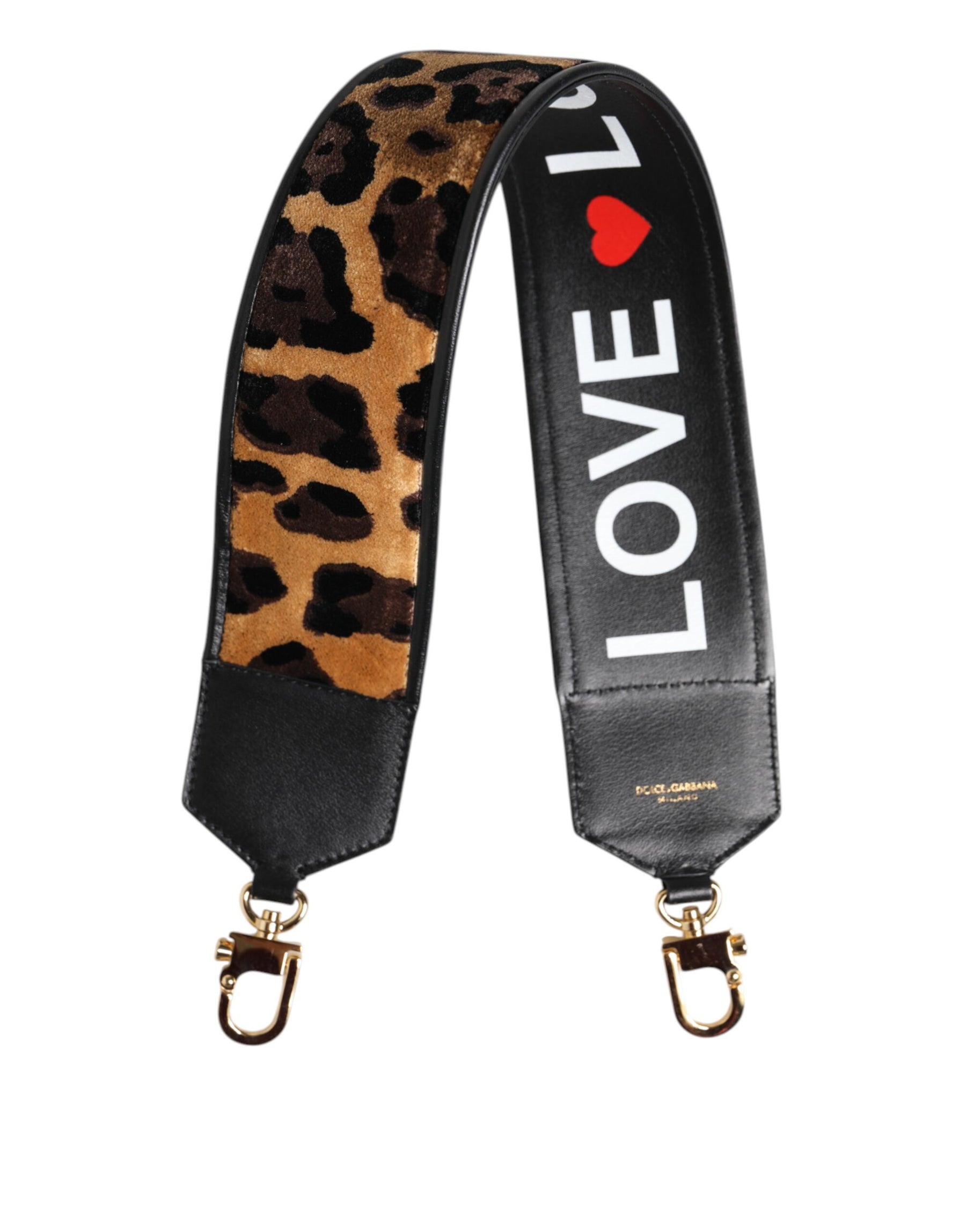 Dolce & Gabbana Black Leopard Print Reversible Bag Shoulder Strap | Regal Royce