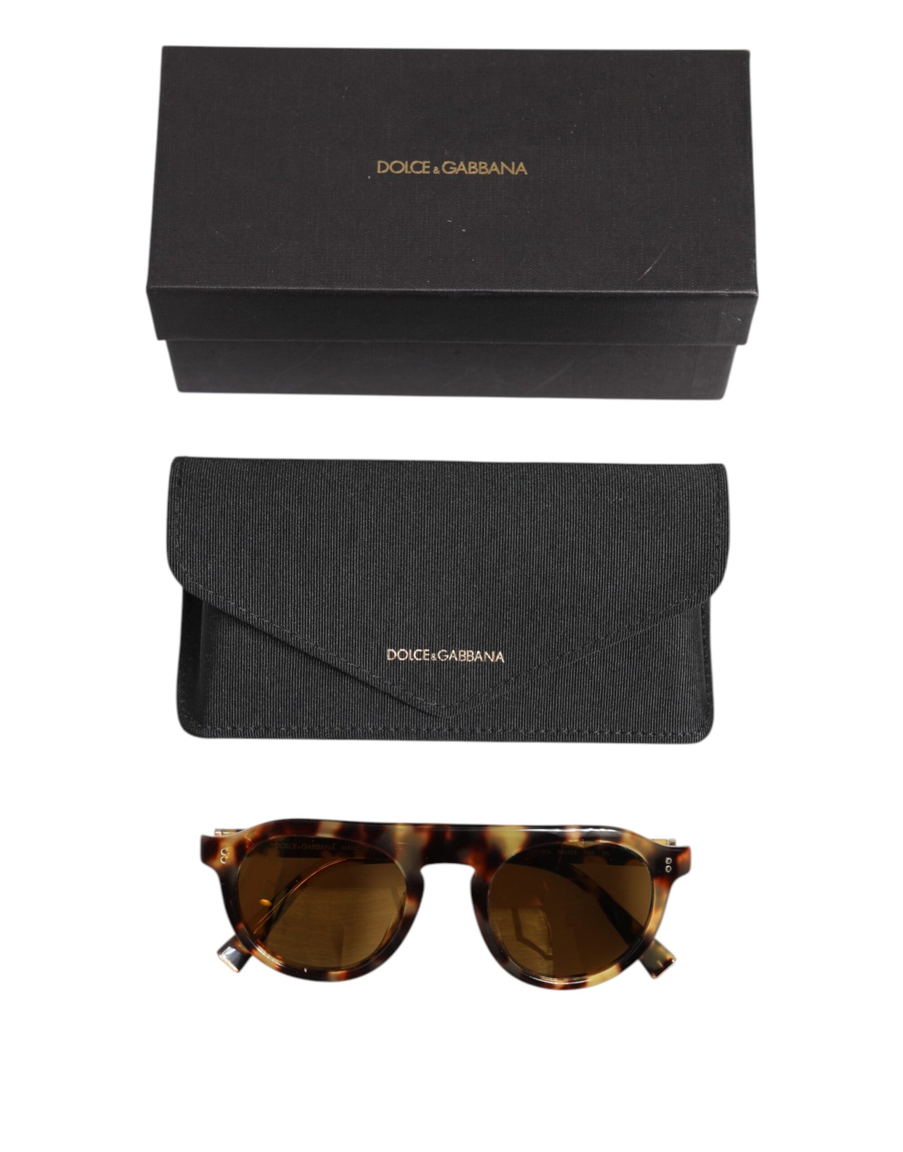 Dolce & Gabbana Brown Acetate Round Leopard Print Eyewear Sunglasses | Regal Royce