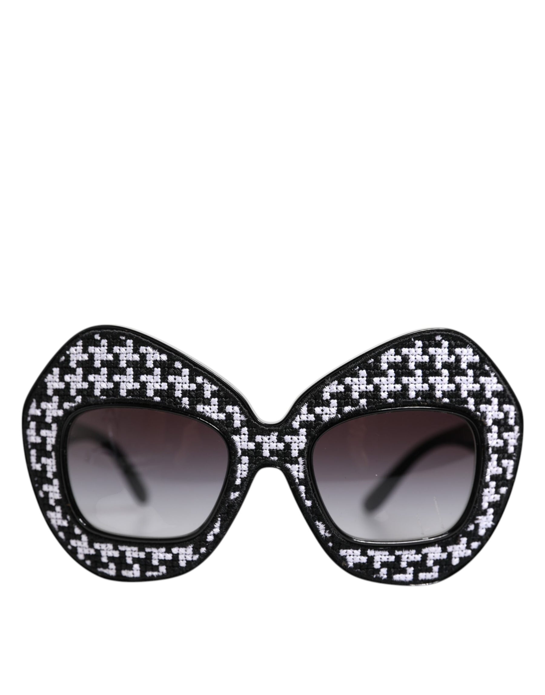 Dolce & Gabbana Black White PIED DE POULE Print Oversized Shades Sunglasses | Regal Royce
