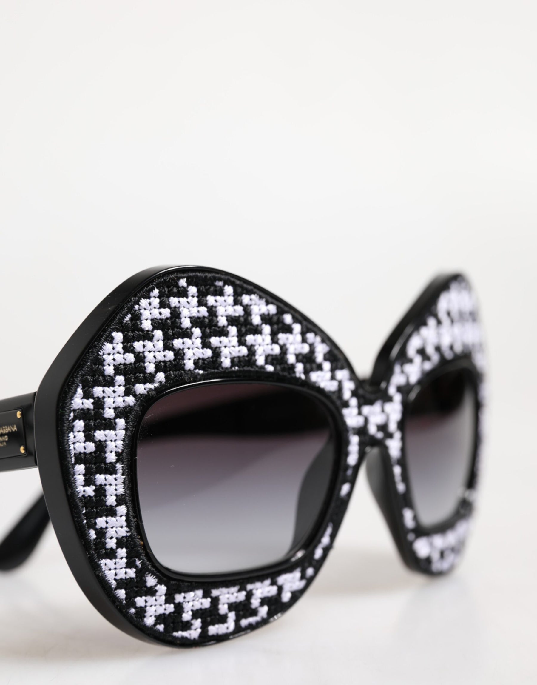 Dolce & Gabbana Black White PIED DE POULE Print Oversized Shades Sunglasses | Regal Royce