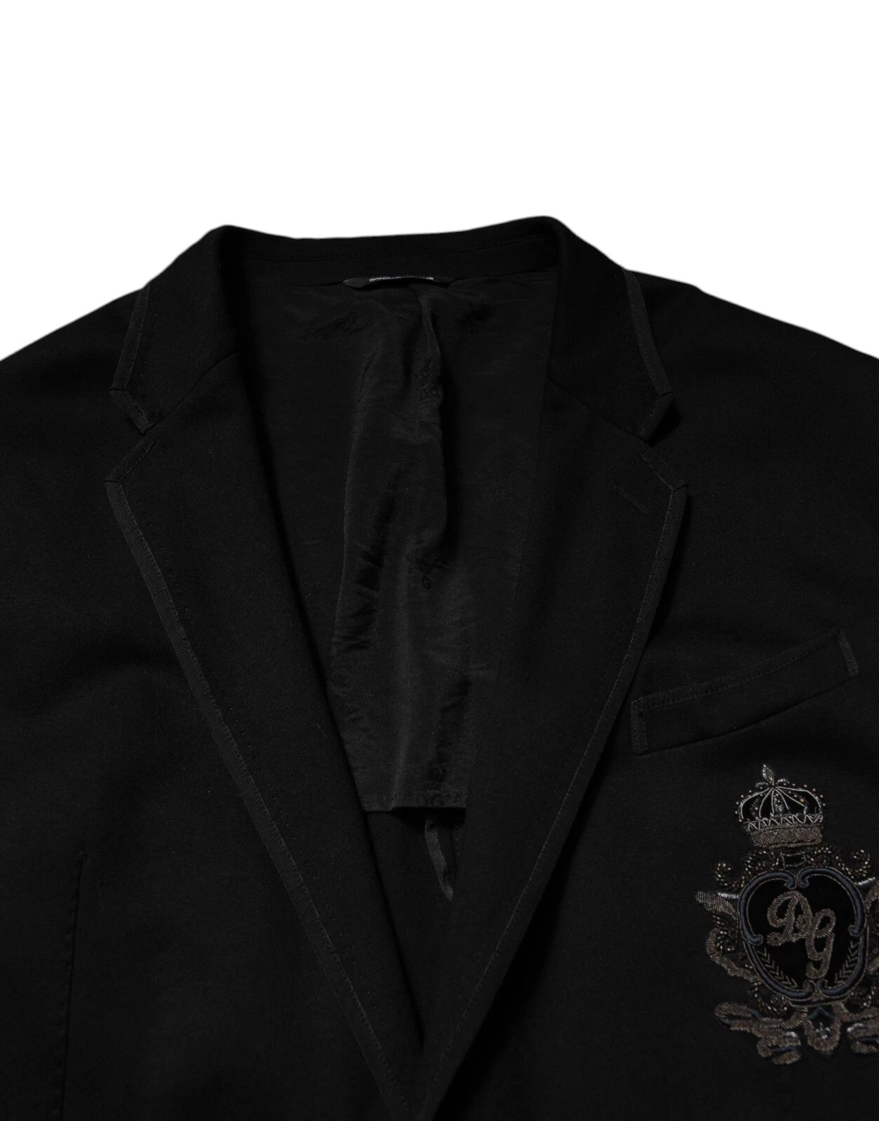 Dolce & Gabbana Black Viscose DG Crown Blazer Coat Jacket | Regal Royce