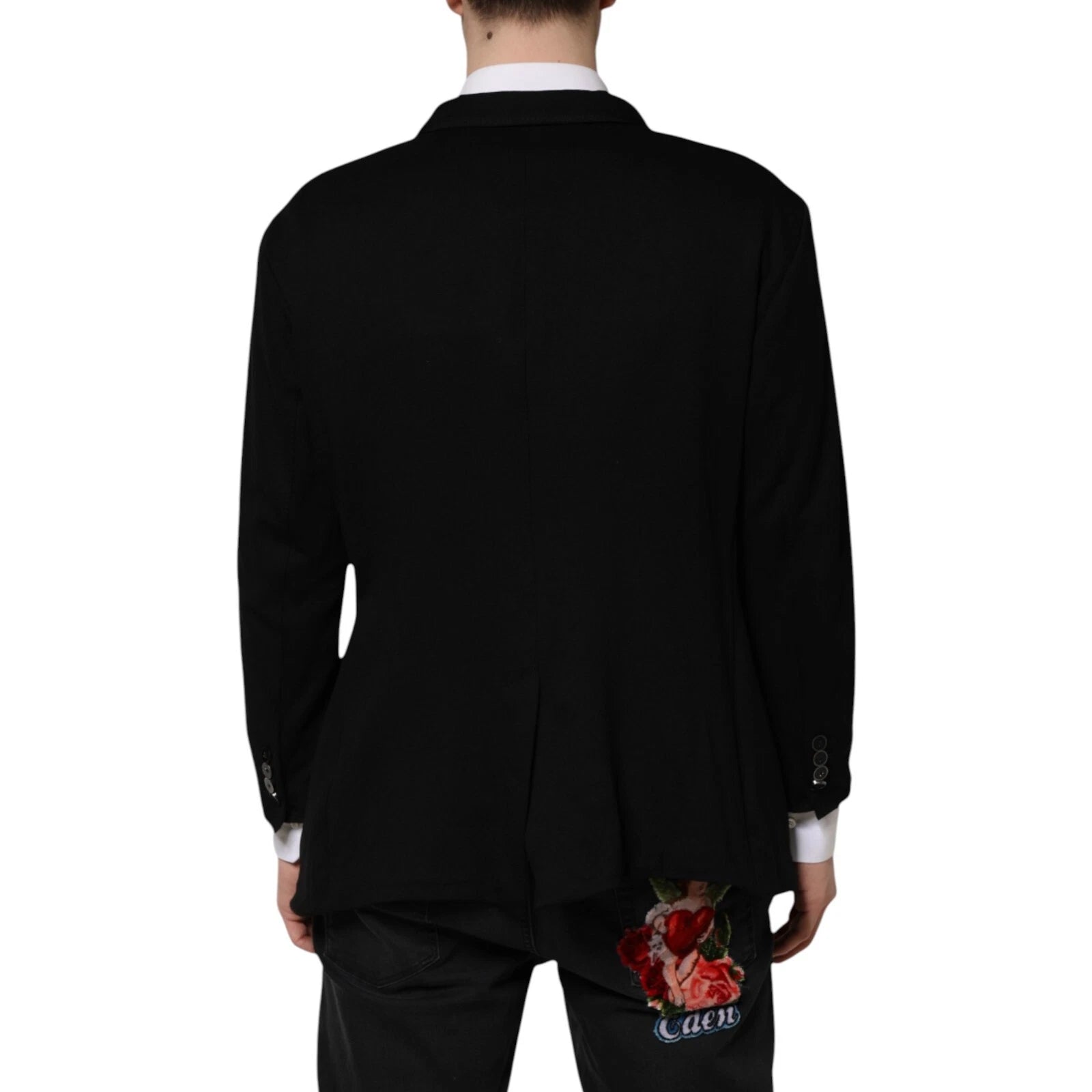 Dolce & Gabbana Black Viscose DG Crown Blazer Coat Jacket | Regal Royce