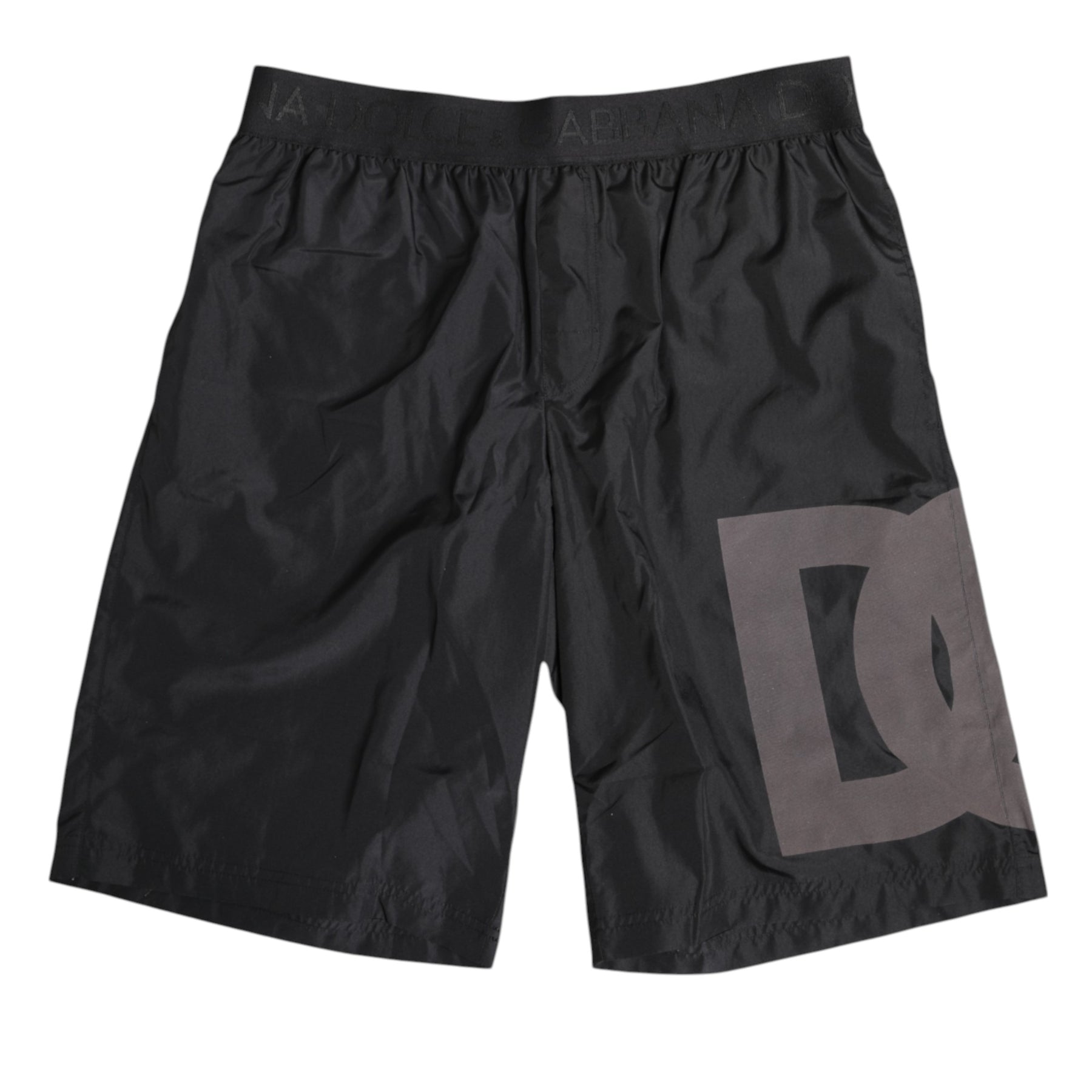 Dolce & Gabbana Black Logo Print Beachwear Men Shorts Swimwear | Regal Royce