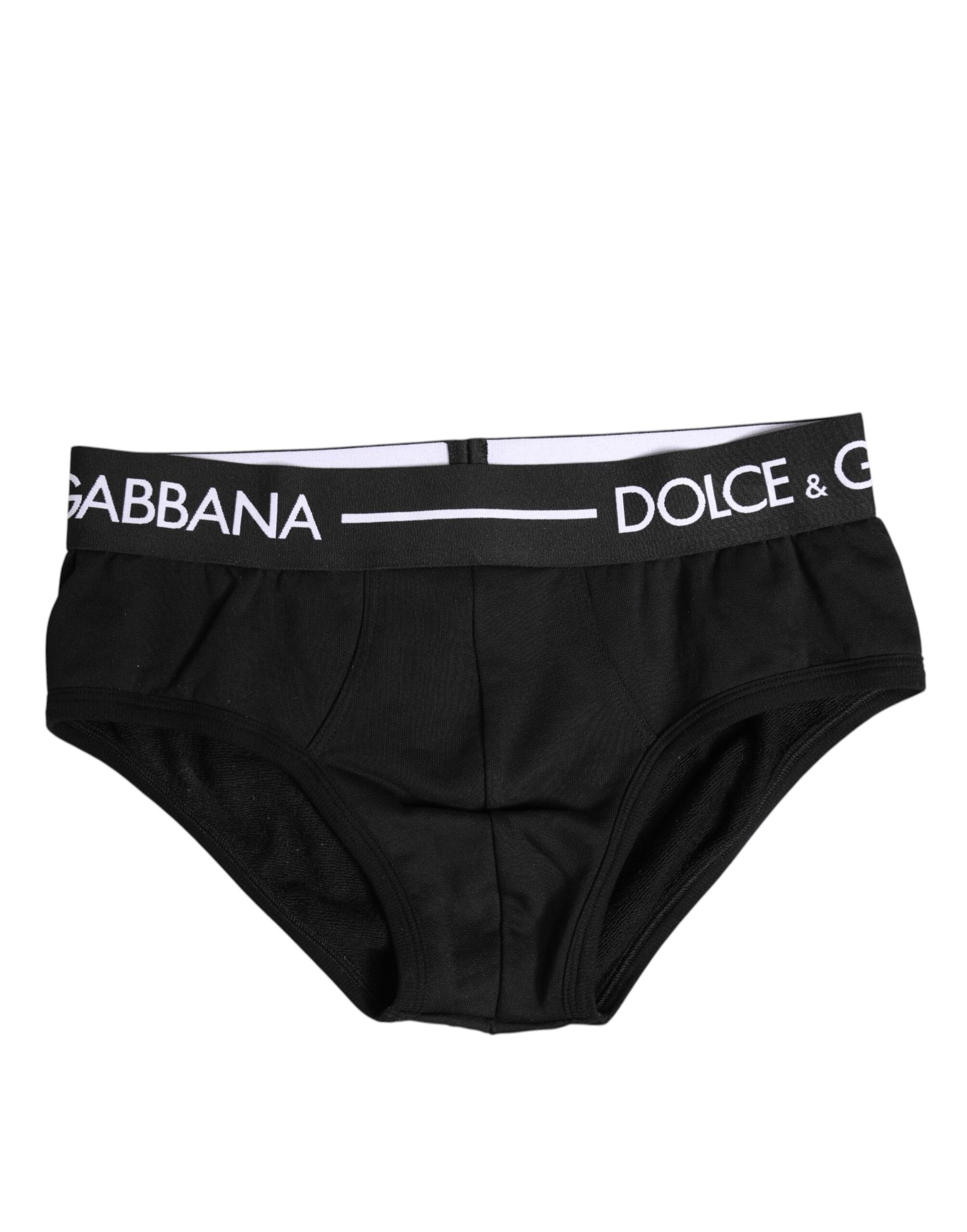Dolce & Gabbana Black Cotton Stretch Regular Brief Underwear | Regal Royce