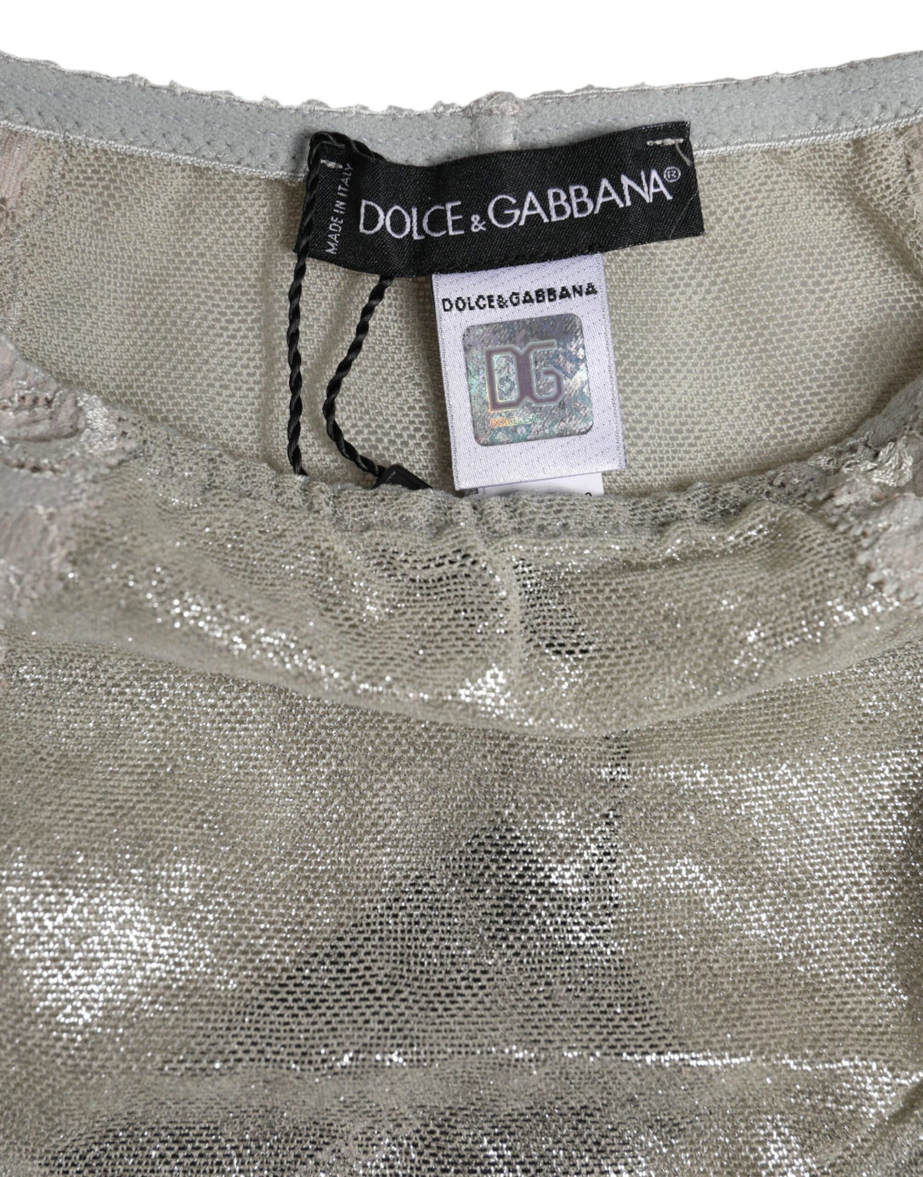 Dolce & Gabbana Gray Cotton Floral Lace High Waist Panty Underwear | Regal Royce
