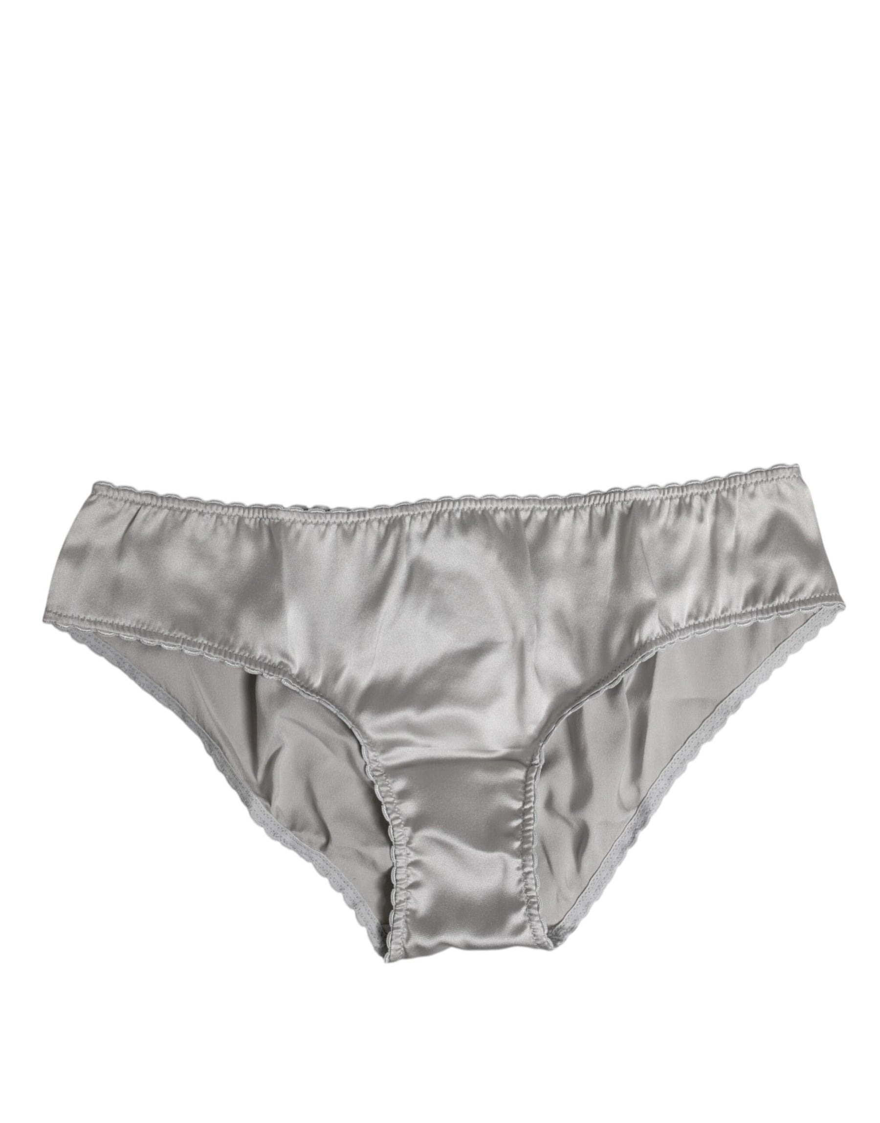 Dolce & Gabbana Gray Silk Stretch Bottom Low Waist Panty Underwear | Regal Royce