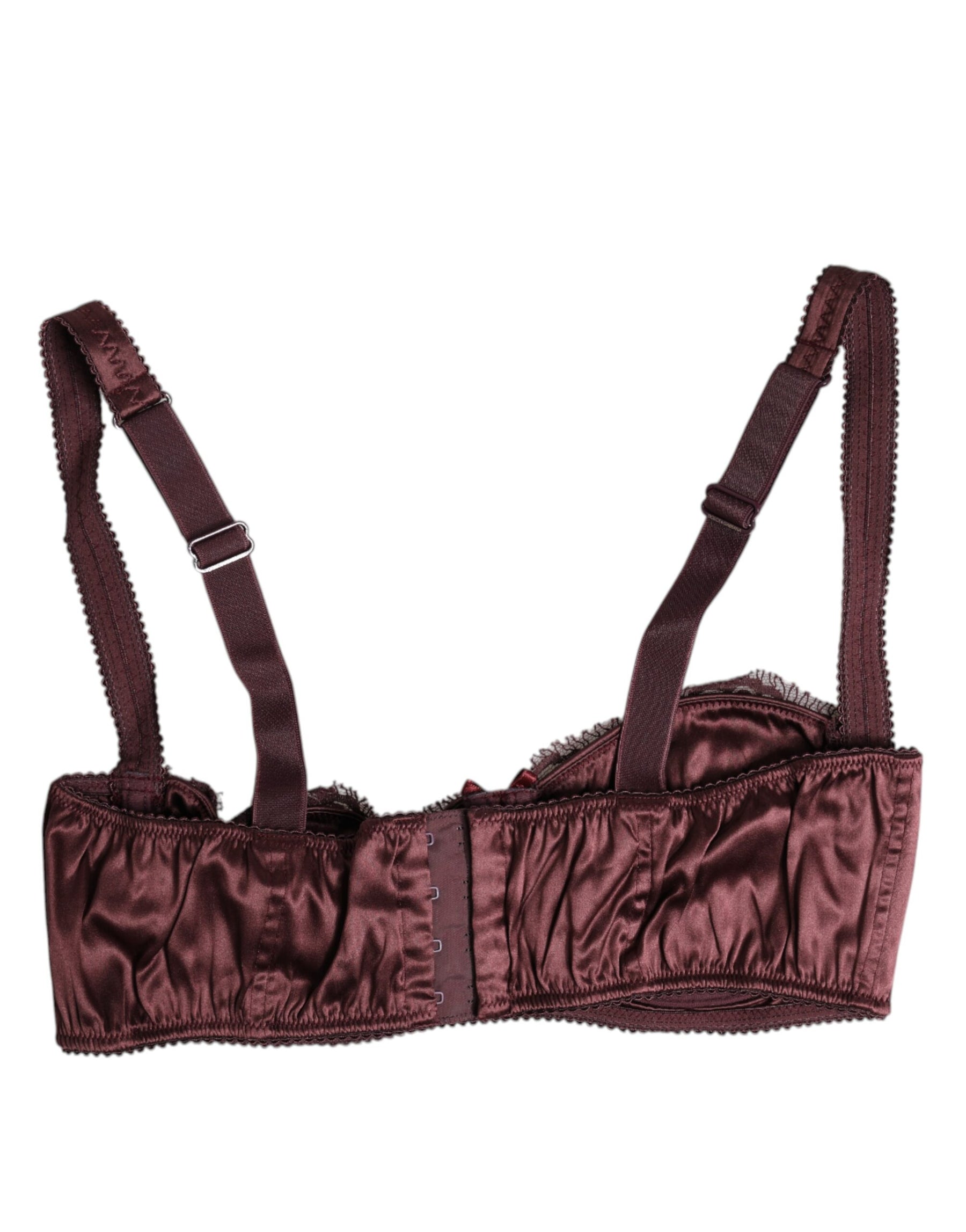 Dolce & Gabbana Burgundy Silk Underwired Balconette Bra Underwear | Regal Royce