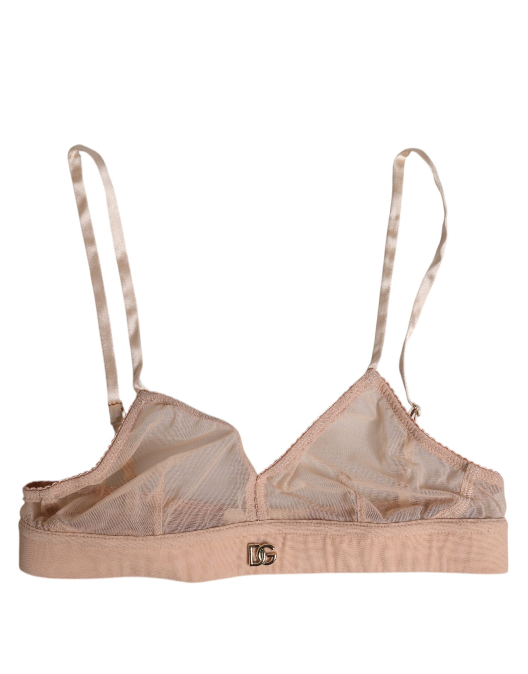Dolce & Gabbana Powder Pink Nylon DG Logo Non Wire Bra Underwear | Regal Royce