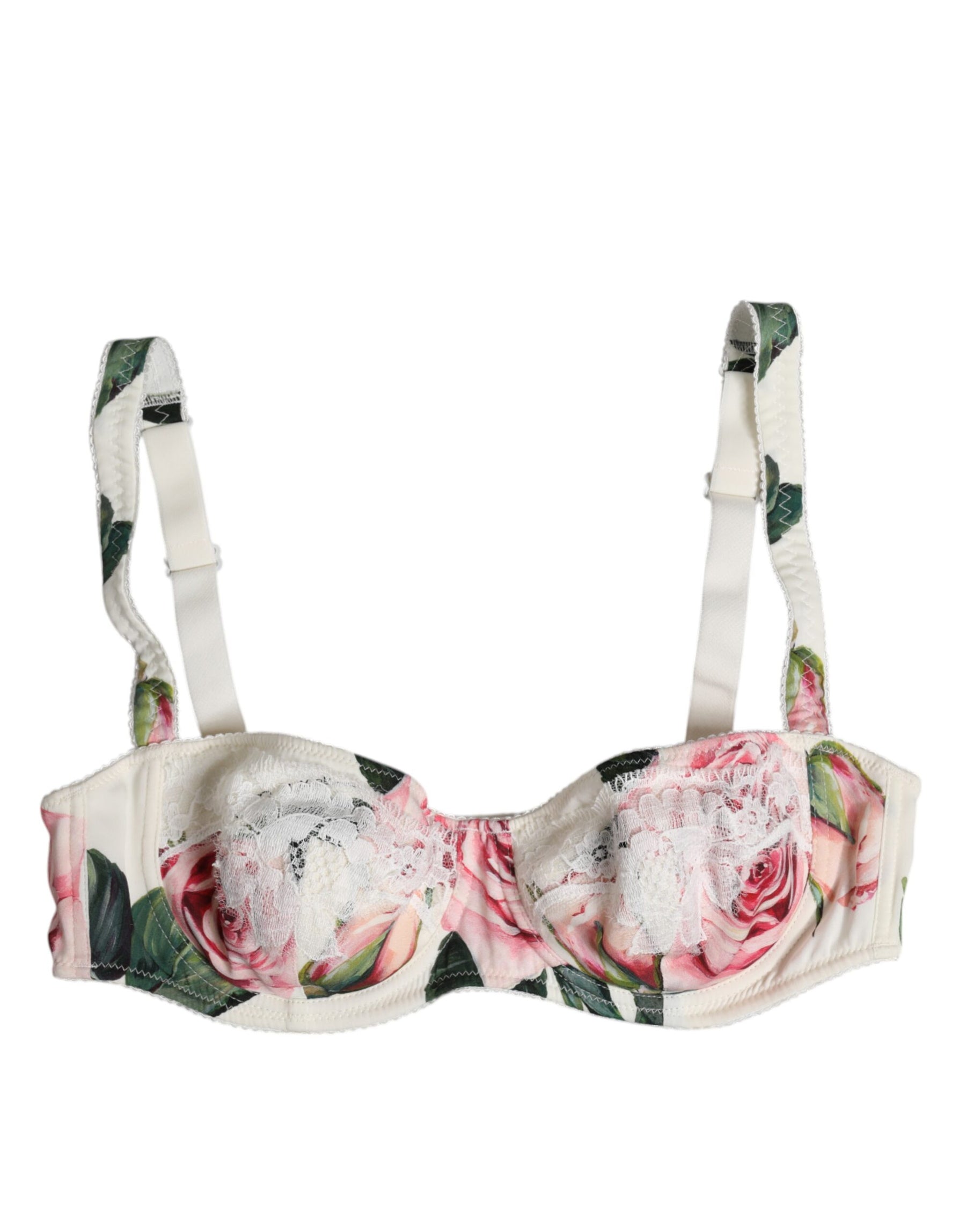 Dolce & Gabbana White Floral Balconette Underwired Bra Underwear | Regal Royce