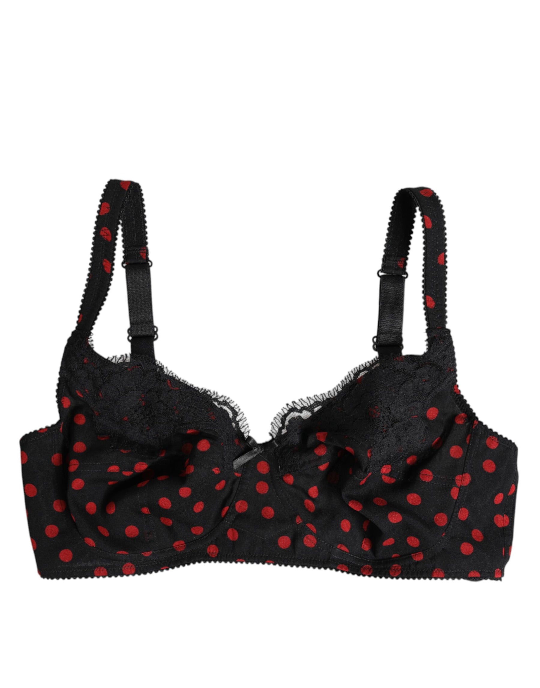 Dolce & Gabbana Black Red Polka Dot Underwired Balconette Underwear | Regal Royce