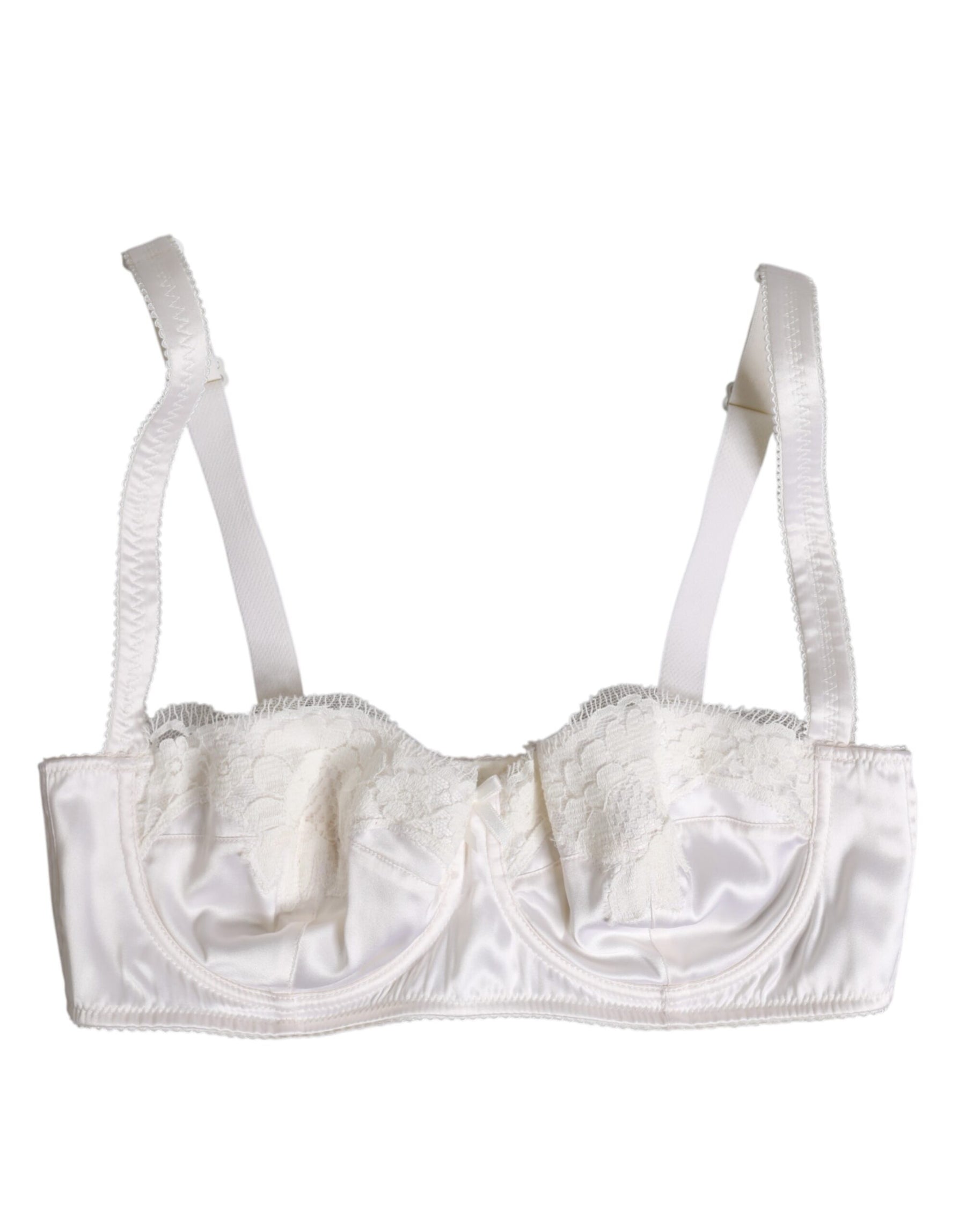 Dolce & Gabbana White Silk Underwired Balconette Bra Underwear | Regal Royce