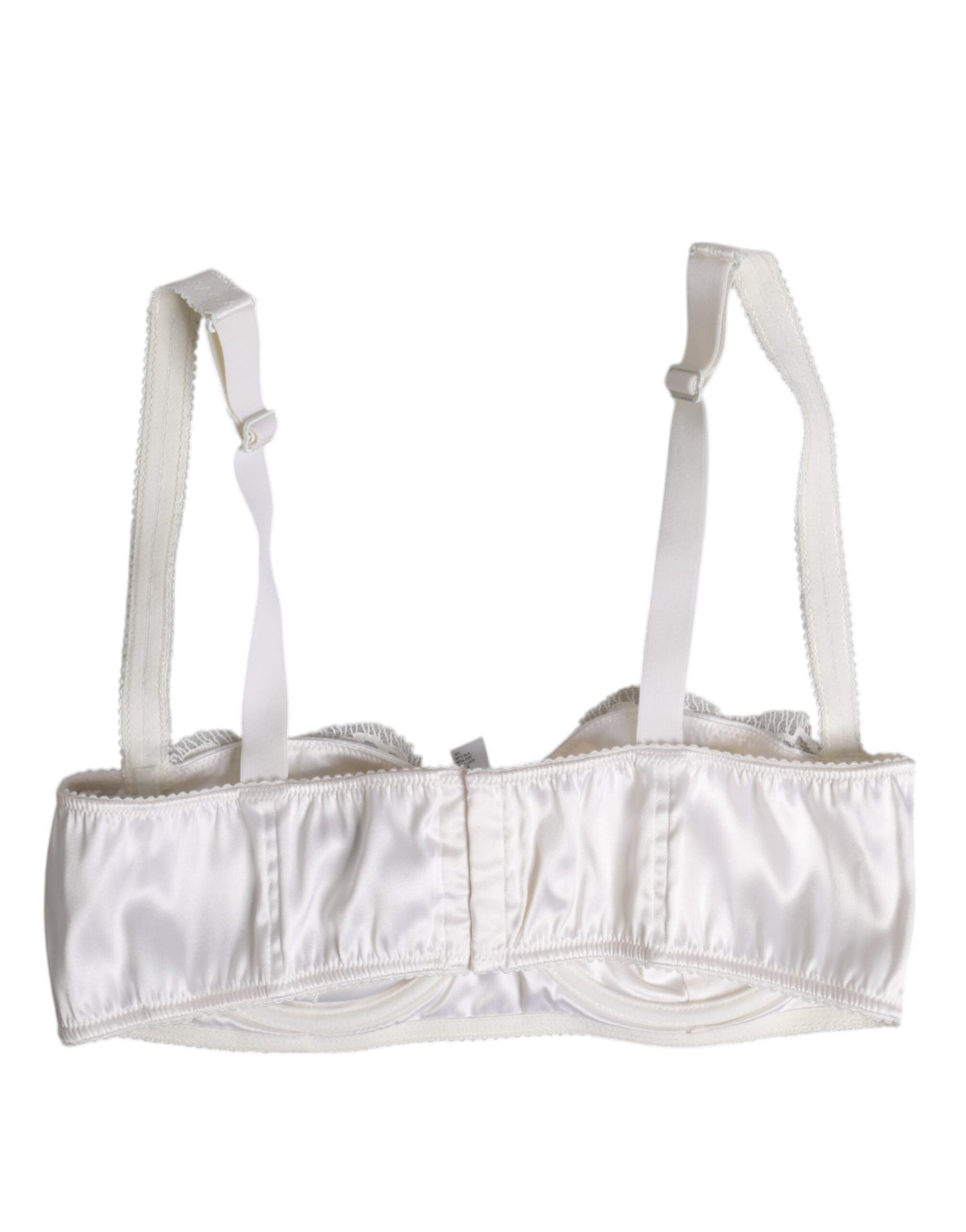 Dolce & Gabbana White Silk Underwired Balconette Bra Underwear | Regal Royce