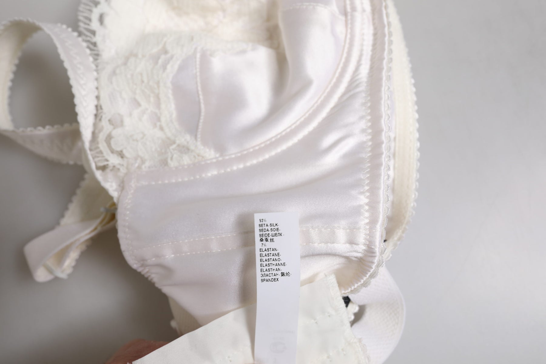 Dolce & Gabbana White Silk Underwired Balconette Bra Underwear | Regal Royce