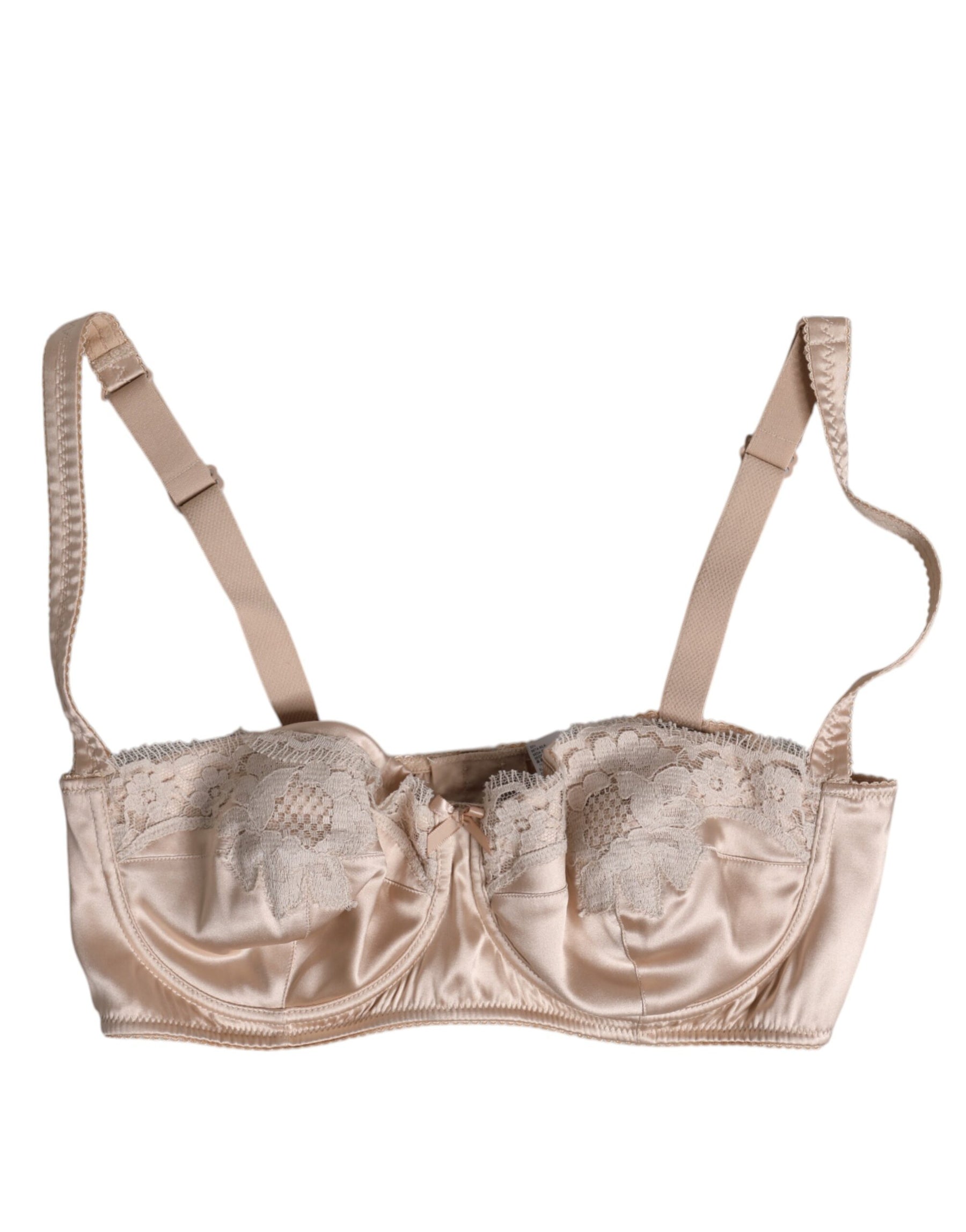 Dolce & Gabbana Biege Silk Underwired Balconette Bra Underwear | Regal Royce