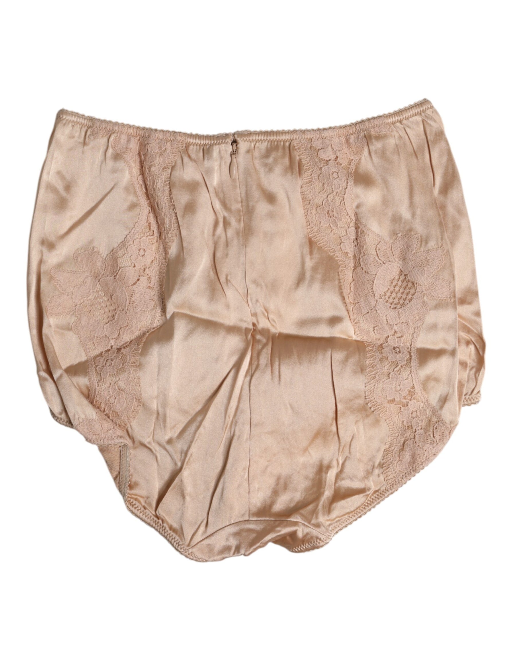Dolce & Gabbana Beige Silk Lace High Waist Bikini Panty Underwear | Regal Royce