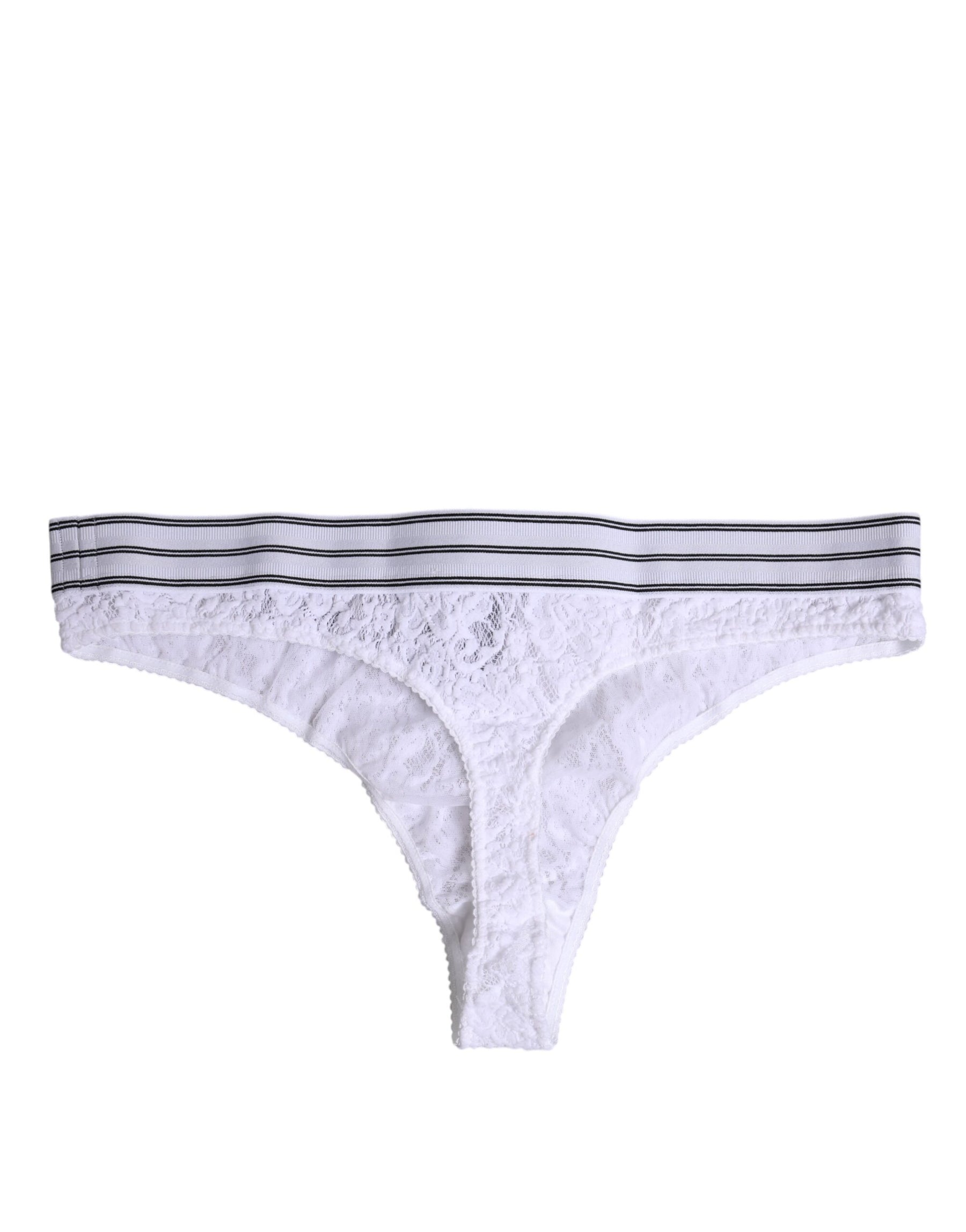 Dolce & Gabbana White Nylon Floral Lace Bottom Panty Underwear | Regal Royce