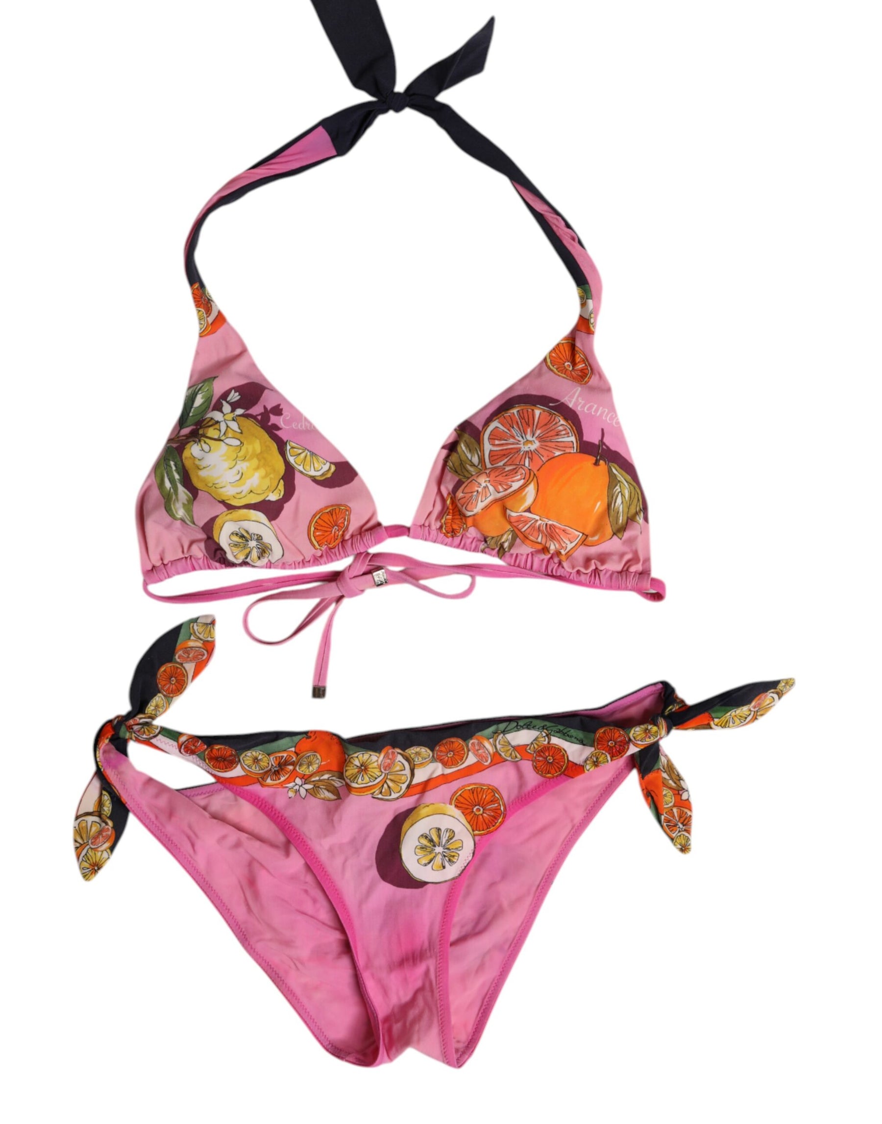 Dolce & Gabbana Pink Printed Swimsuit 2 Piece Top Bottom Swimwear | Regal Royce