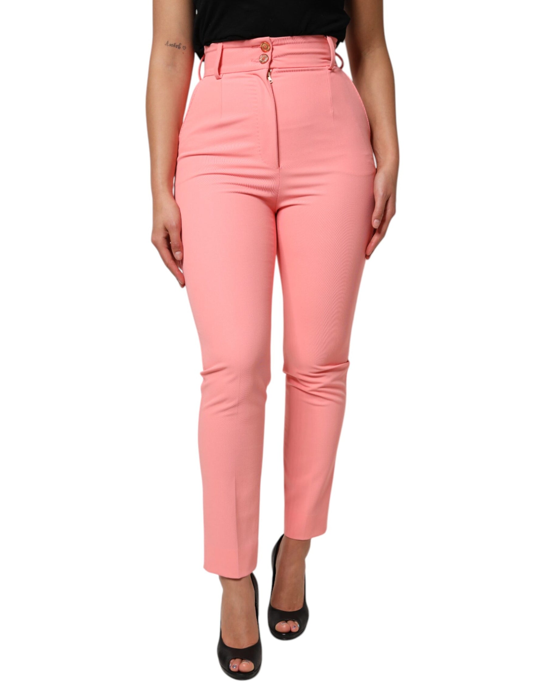 Dolce & Gabbana Pink High Waist Dress Tapered Pants | Regal Royce