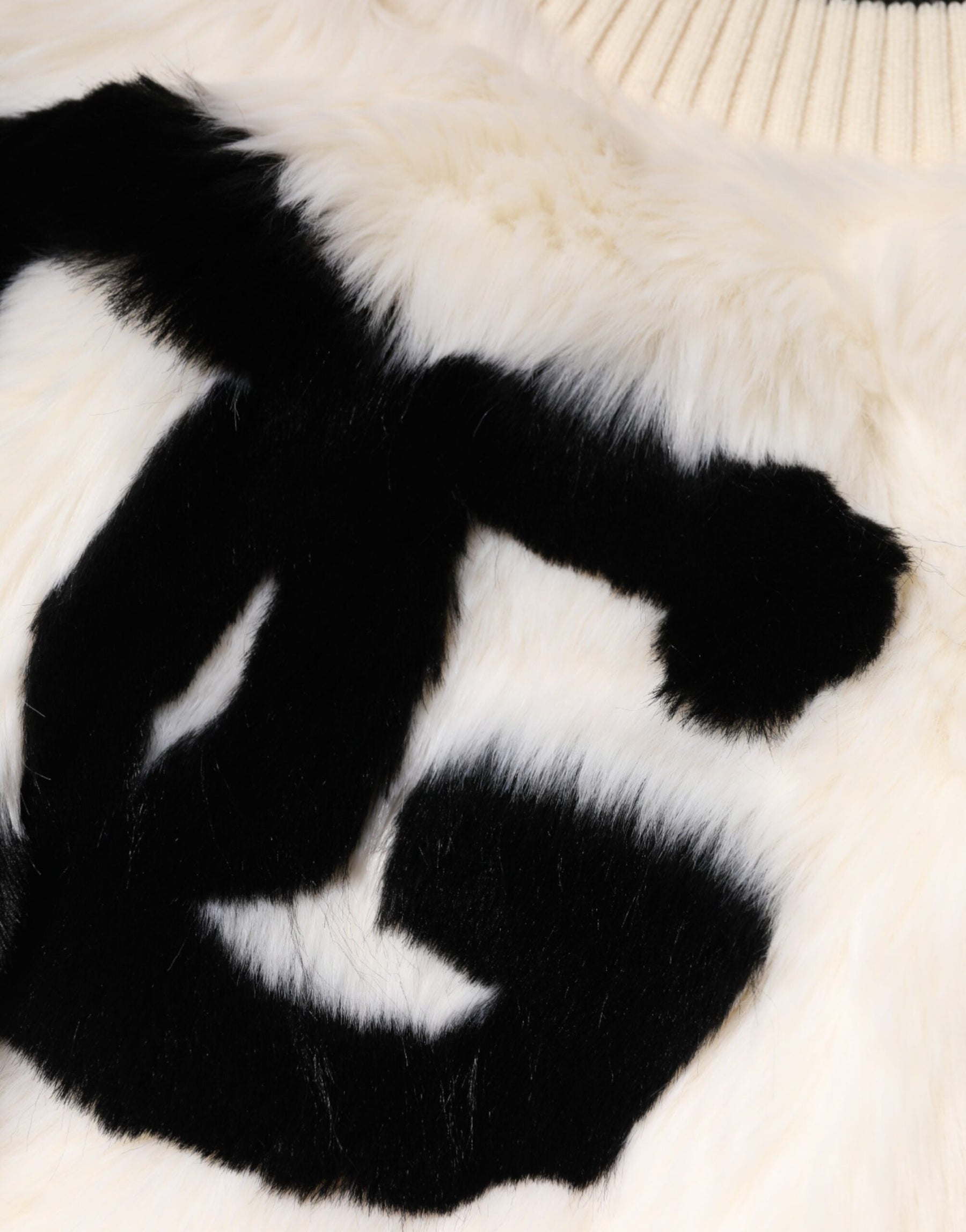 Dolce & Gabbana White Cropped Faux Fur DG Sweatshirt Sweater | Regal Royce